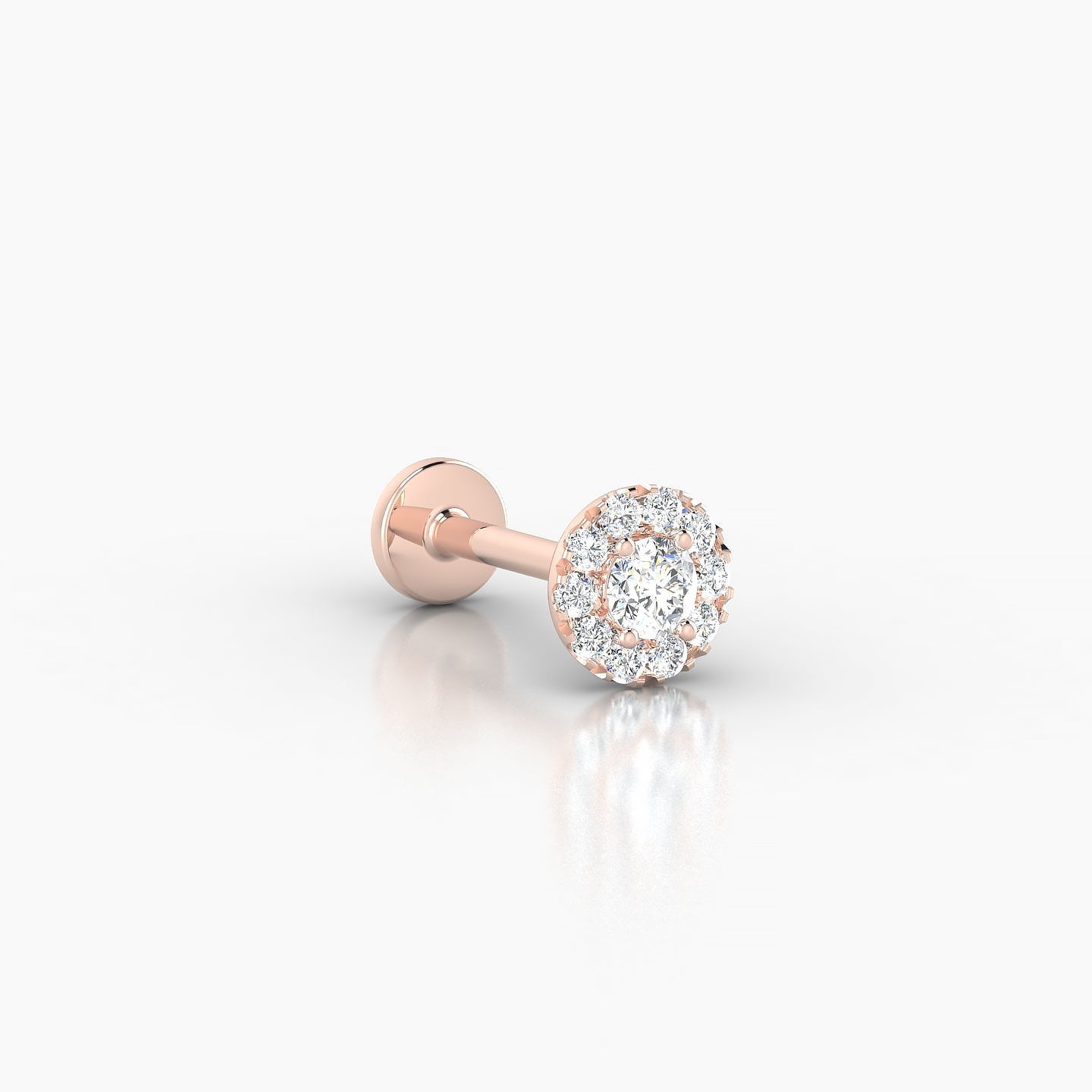 Eirene | 18k Rose Gold 5 mm 8 mm Halo Round Diamond Piercing