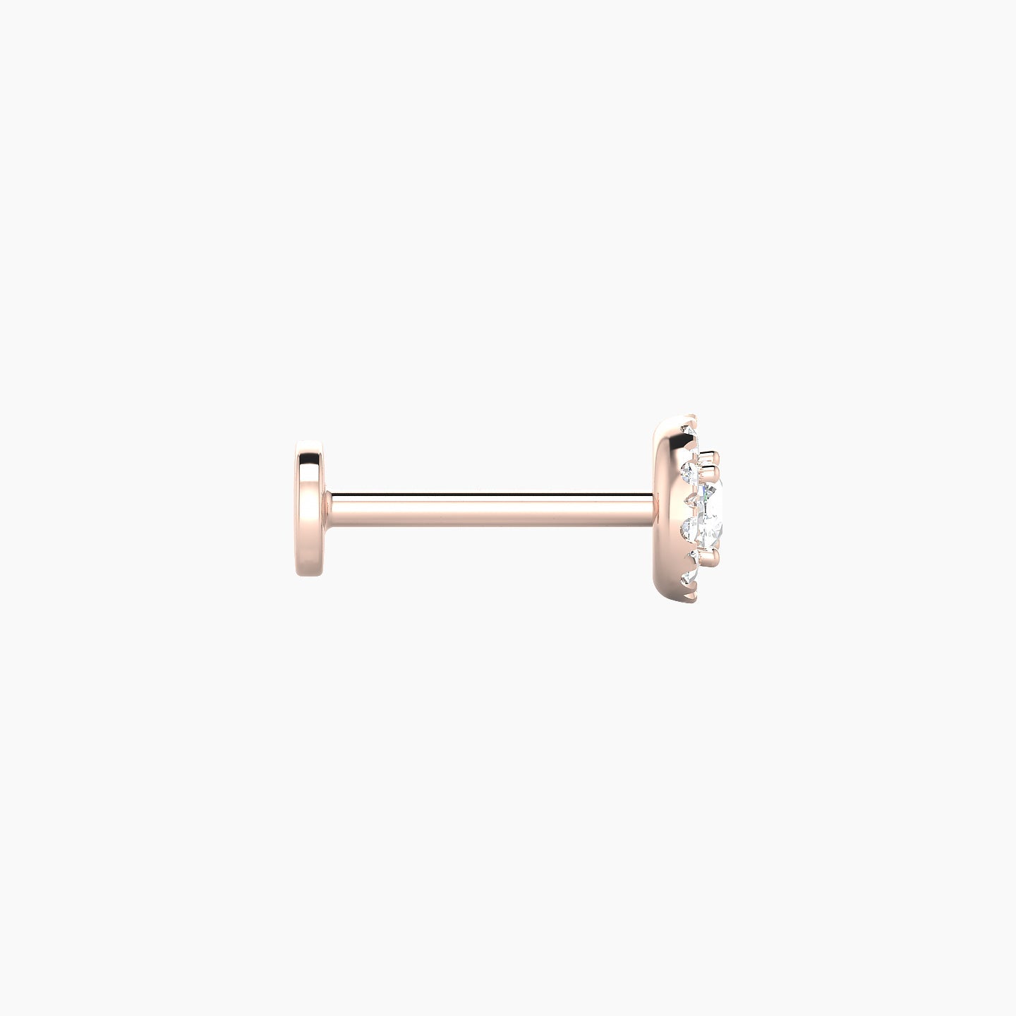 Eirene | 18k Rose Gold 5 mm 8 mm Halo Round Diamond Piercing