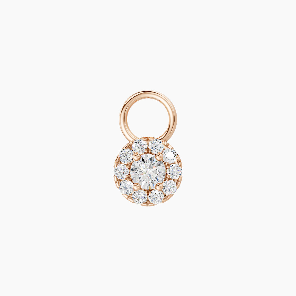 Eirene | 18k Rose Gold 5 mm Halo Round Diamond Charm
