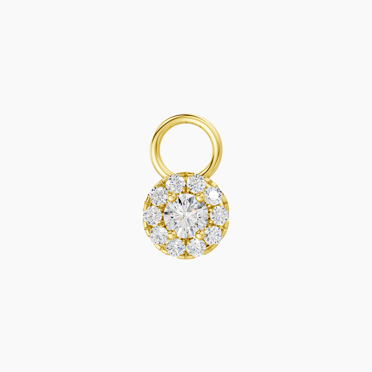 Eirene | 18k Yellow Gold 5 mm Halo Round Diamond Charm