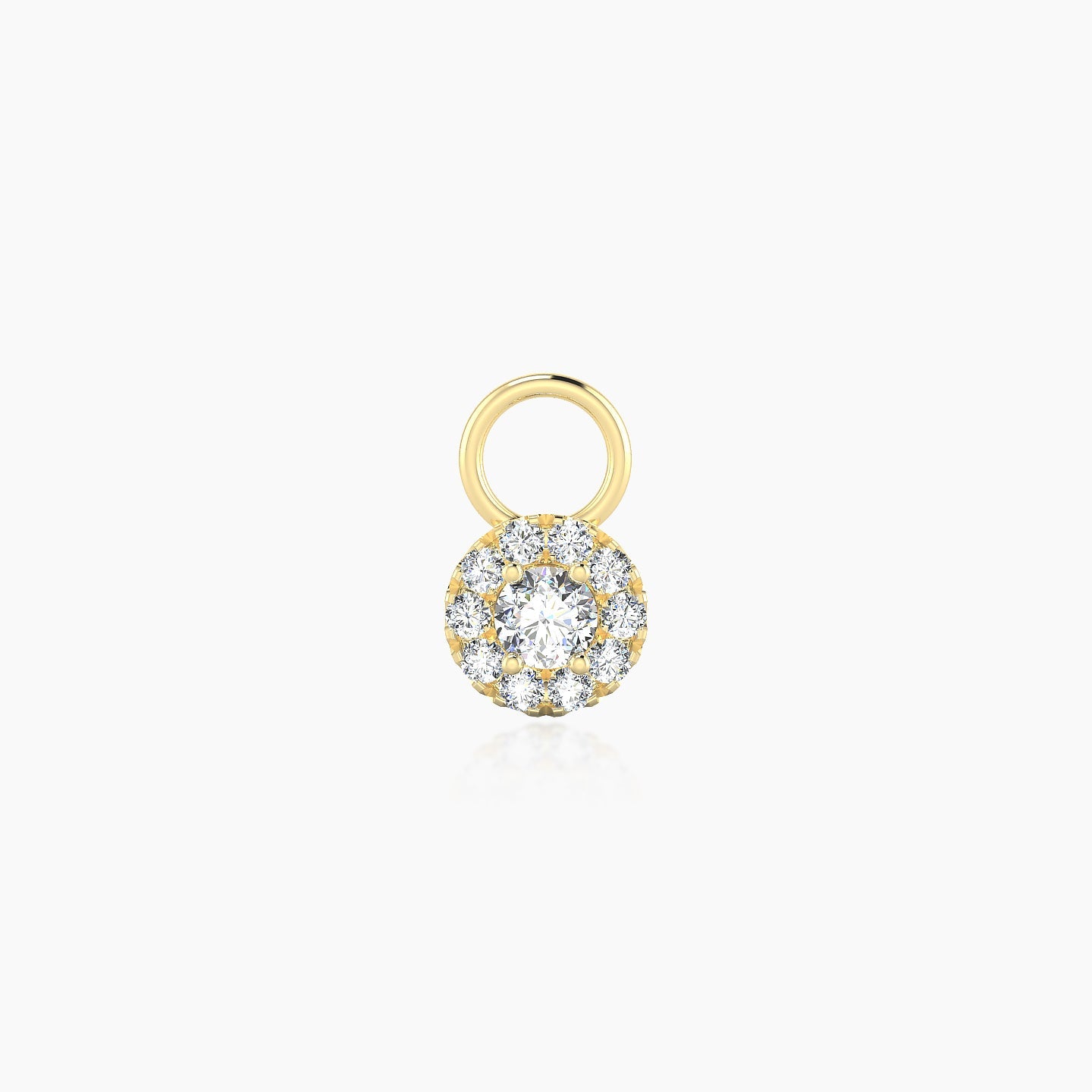 Eirene | 18k Yellow Gold 5 mm Halo Round Diamond Charm