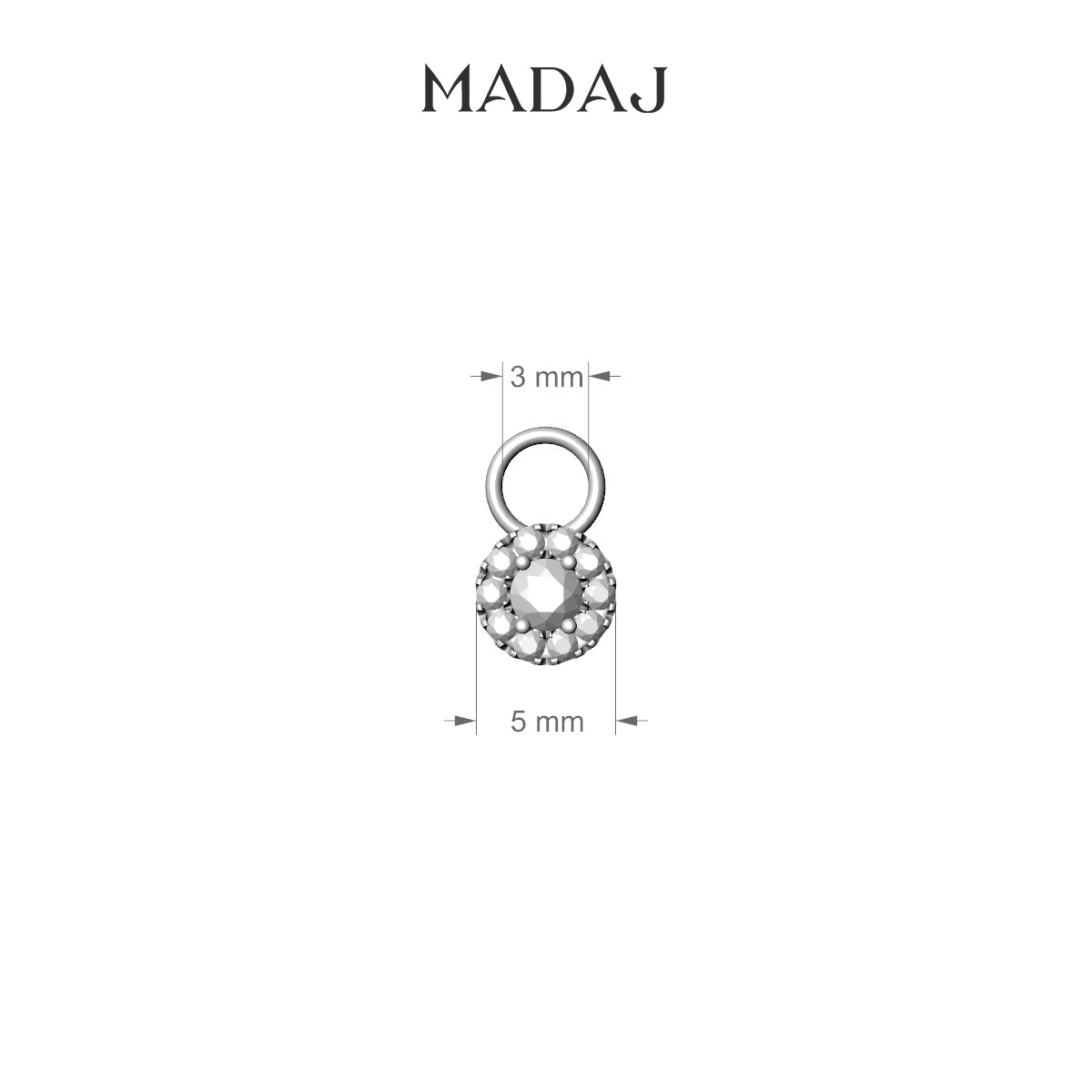 Eirene | 18k White Gold 5 mm Halo Round Diamond Charm