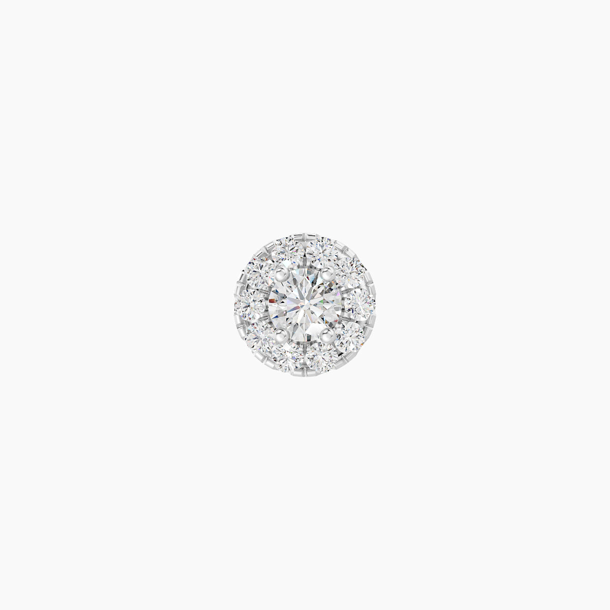 Eirene | 18k White Gold 5 mm Halo Round Diamond Earring