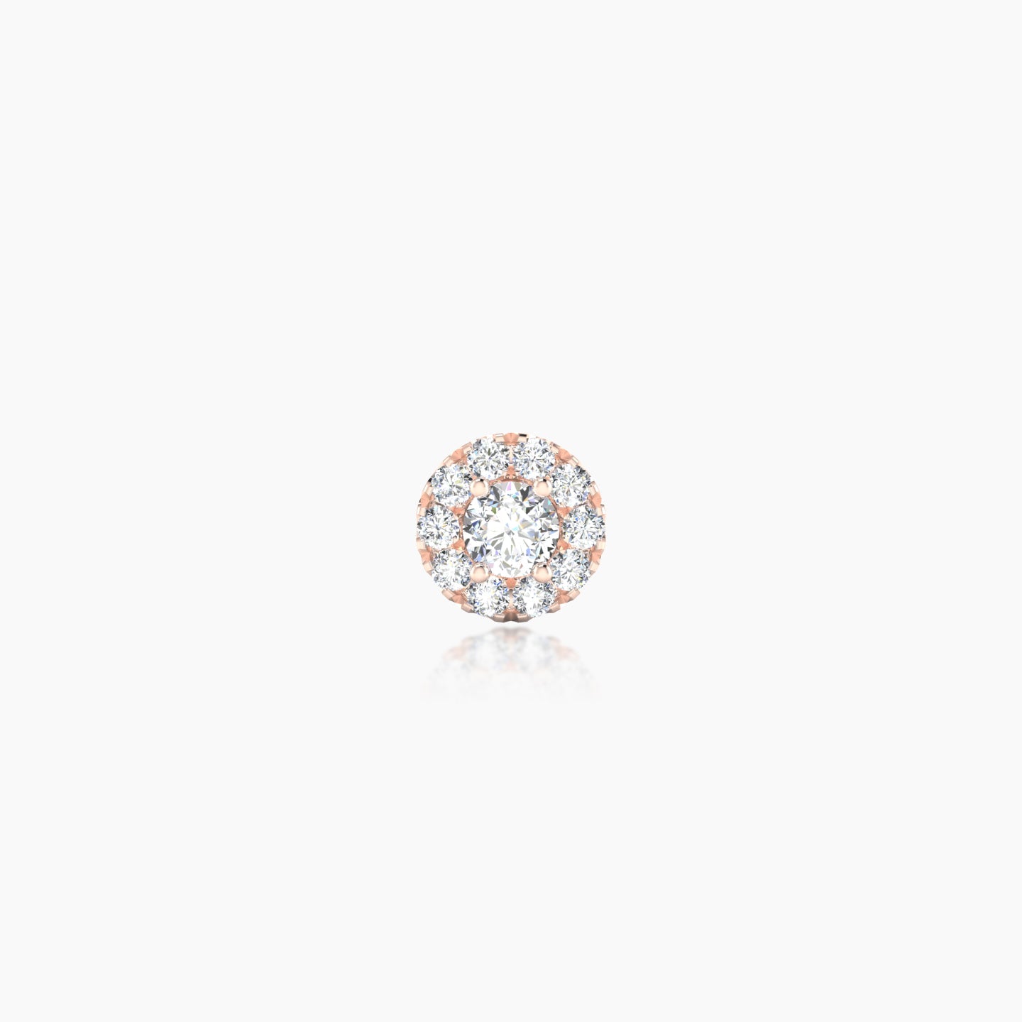 Eirene | 18k Rose Gold 5 mm Halo Round Diamond Earring