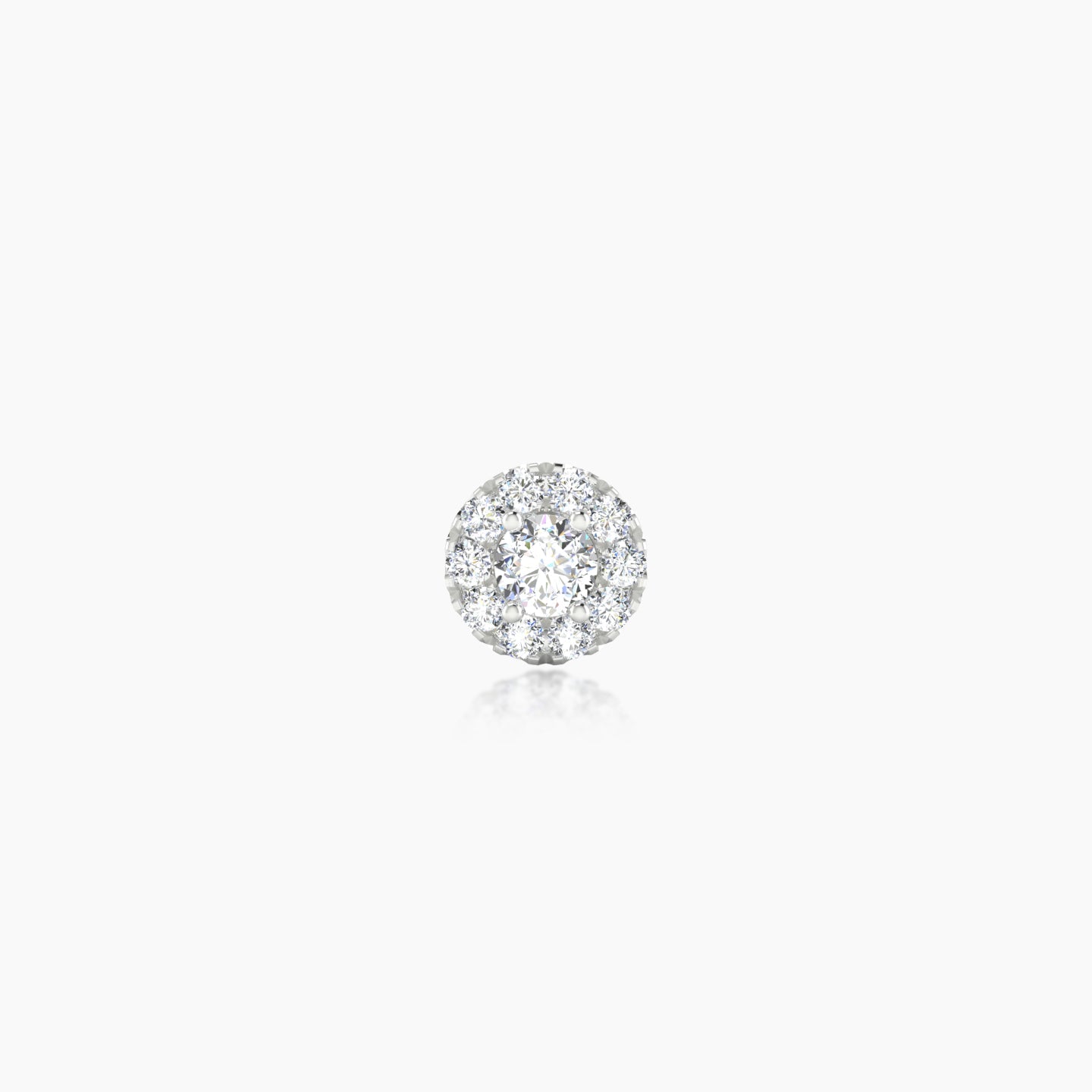 Eirene | 18k White Gold 5.5 mm Halo Round Diamond Earring