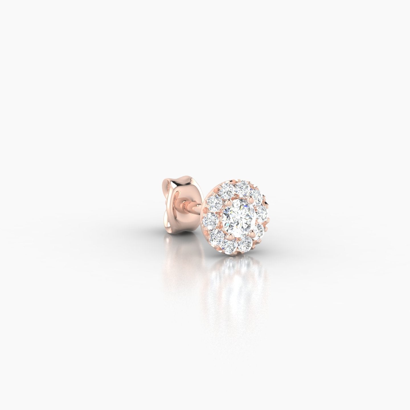 Eirene | 18k Rose Gold 5.5 mm Halo Round Diamond Earring