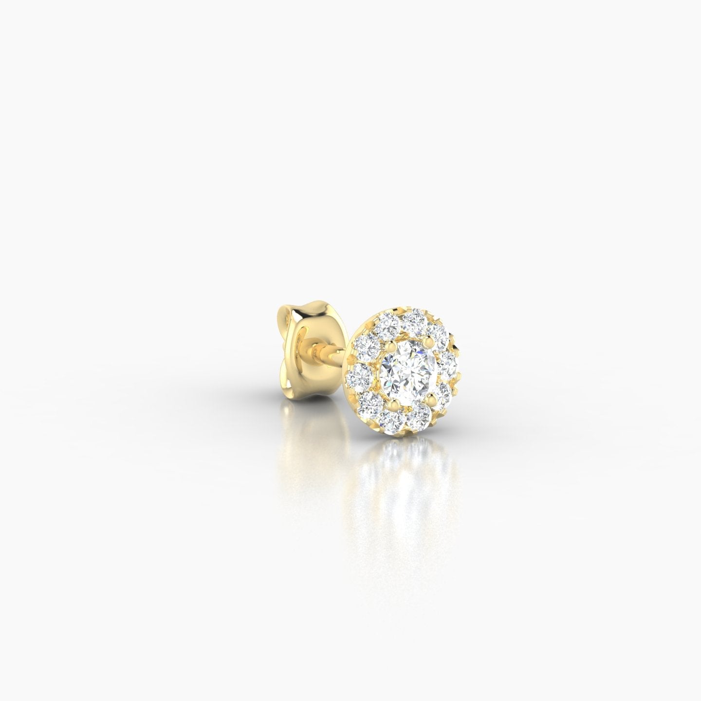 Eirene | 18k Yellow Gold 5.5 mm Halo Round Diamond Earring