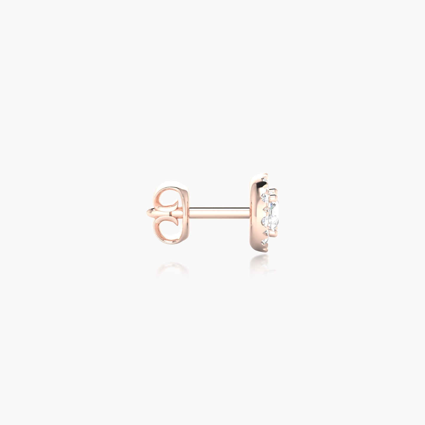Eirene | 18k Rose Gold 5.5 mm Halo Round Diamond Earring