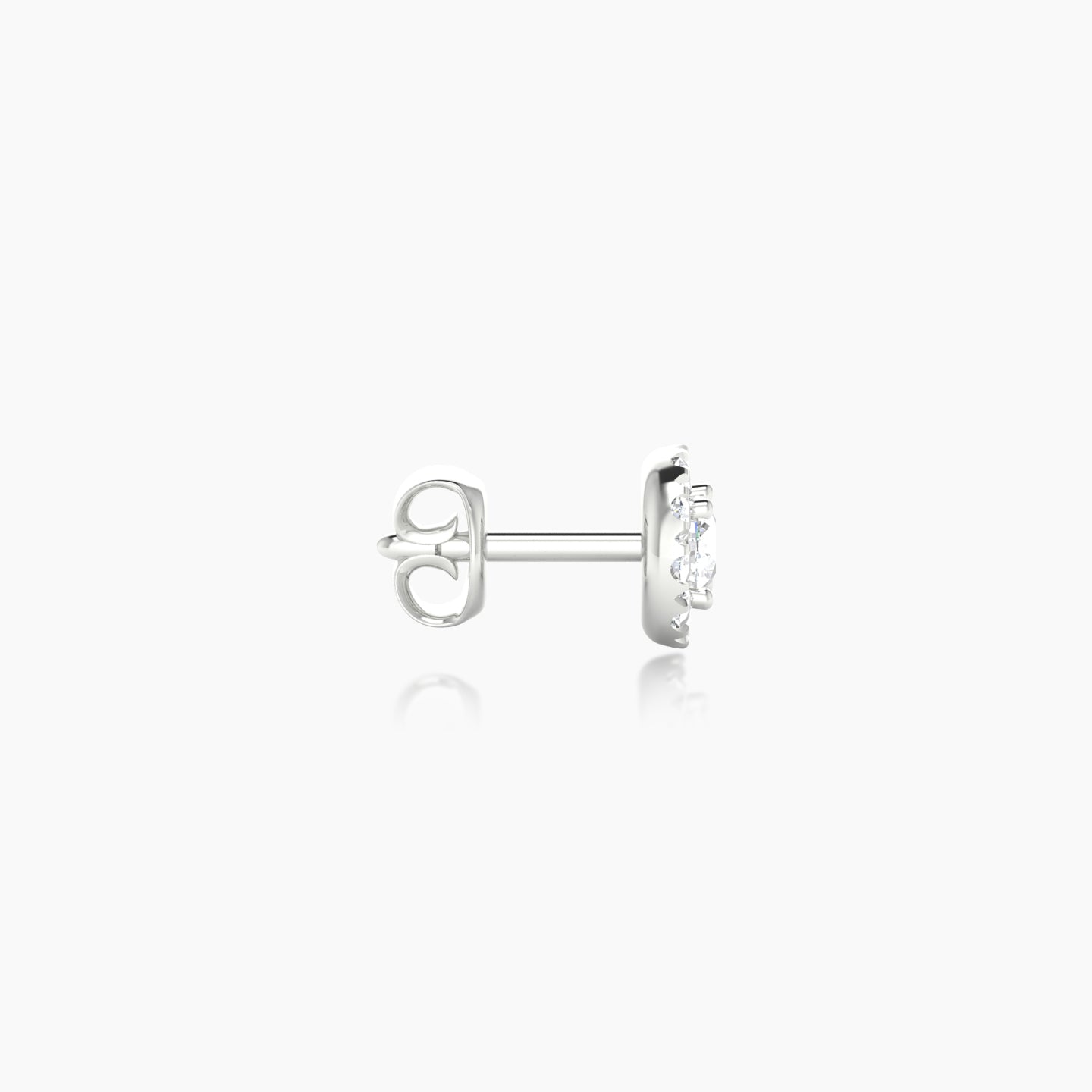 Eirene | 18k White Gold 5.5 mm Halo Round Diamond Earring