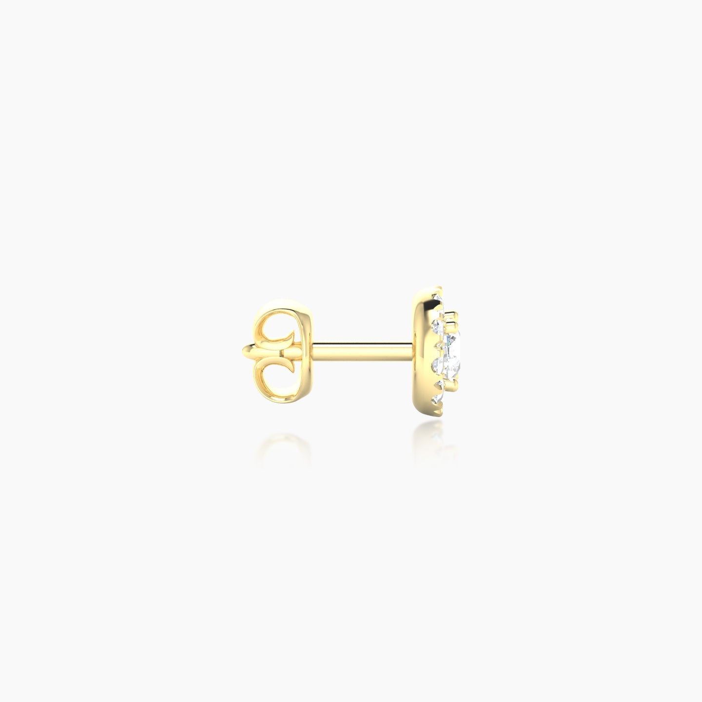 Eirene | 18k Yellow Gold 5 mm Halo Round Diamond Earring