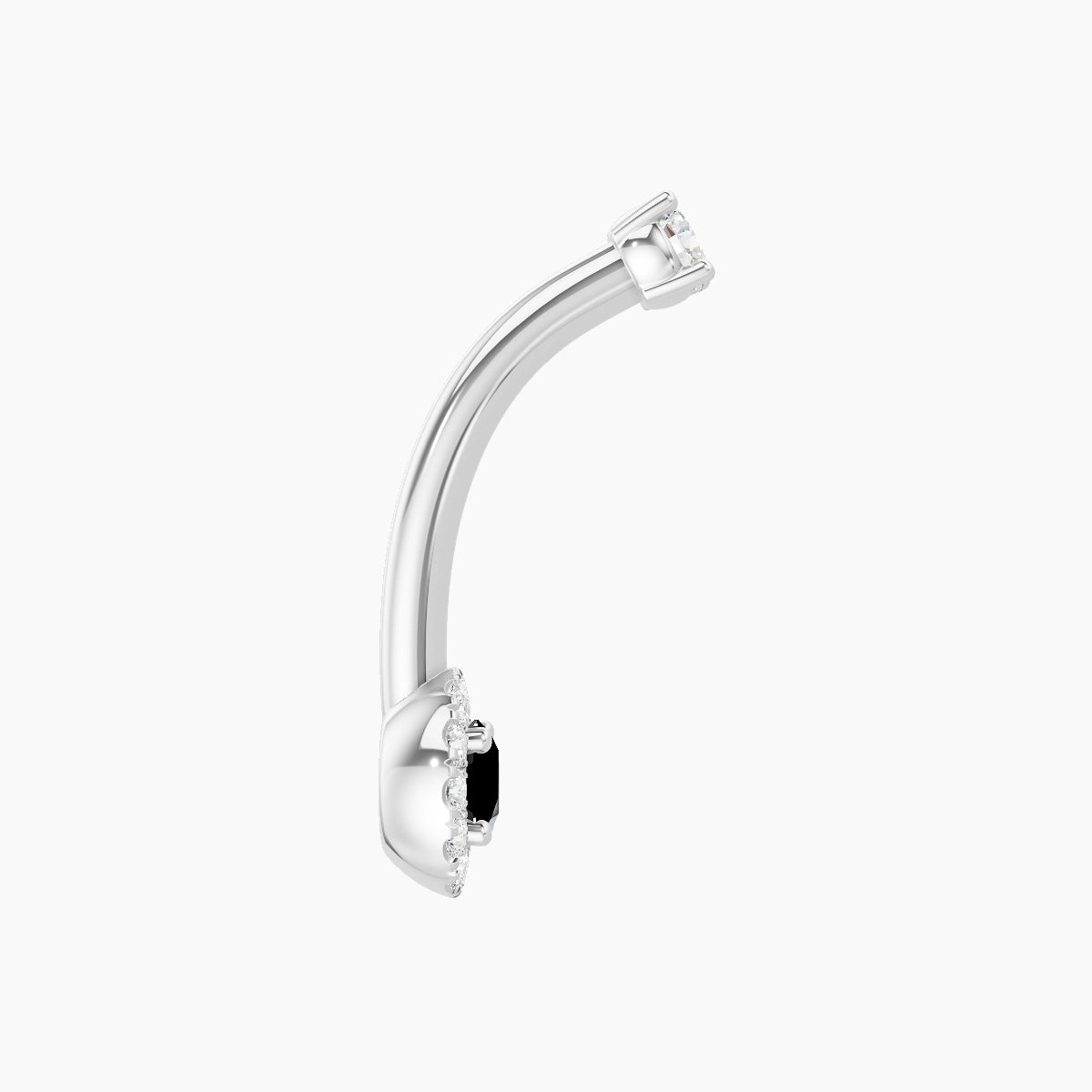 Eirene | 18k White Gold 5.5 mm 10 mm Halo Round Black Diamond & Diamond Belly Piercing