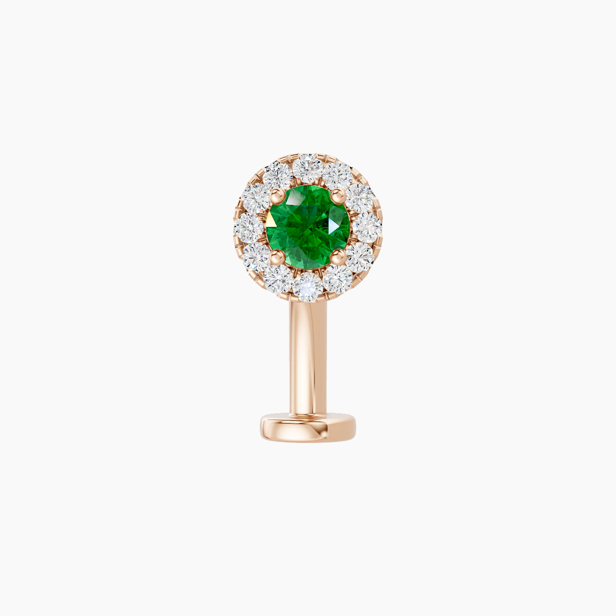 Eirene | 18k Rose Gold 10 mm 5.5 mm Halo Round Emerald & Diamond Floating Navel Piercing