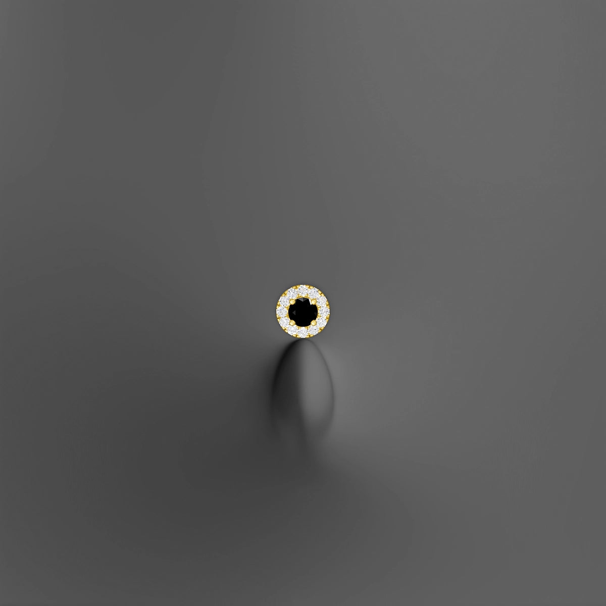 Eirene | 18k Yellow Gold 10 mm 5.5 mm Halo Round Black Diamond & Diamond Floating Navel Piercing