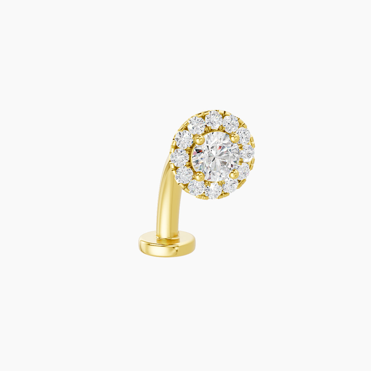 Eirene | 18k Yellow Gold 5.5 mm 10 mm Halo Round Diamond Floating Navel Piercing