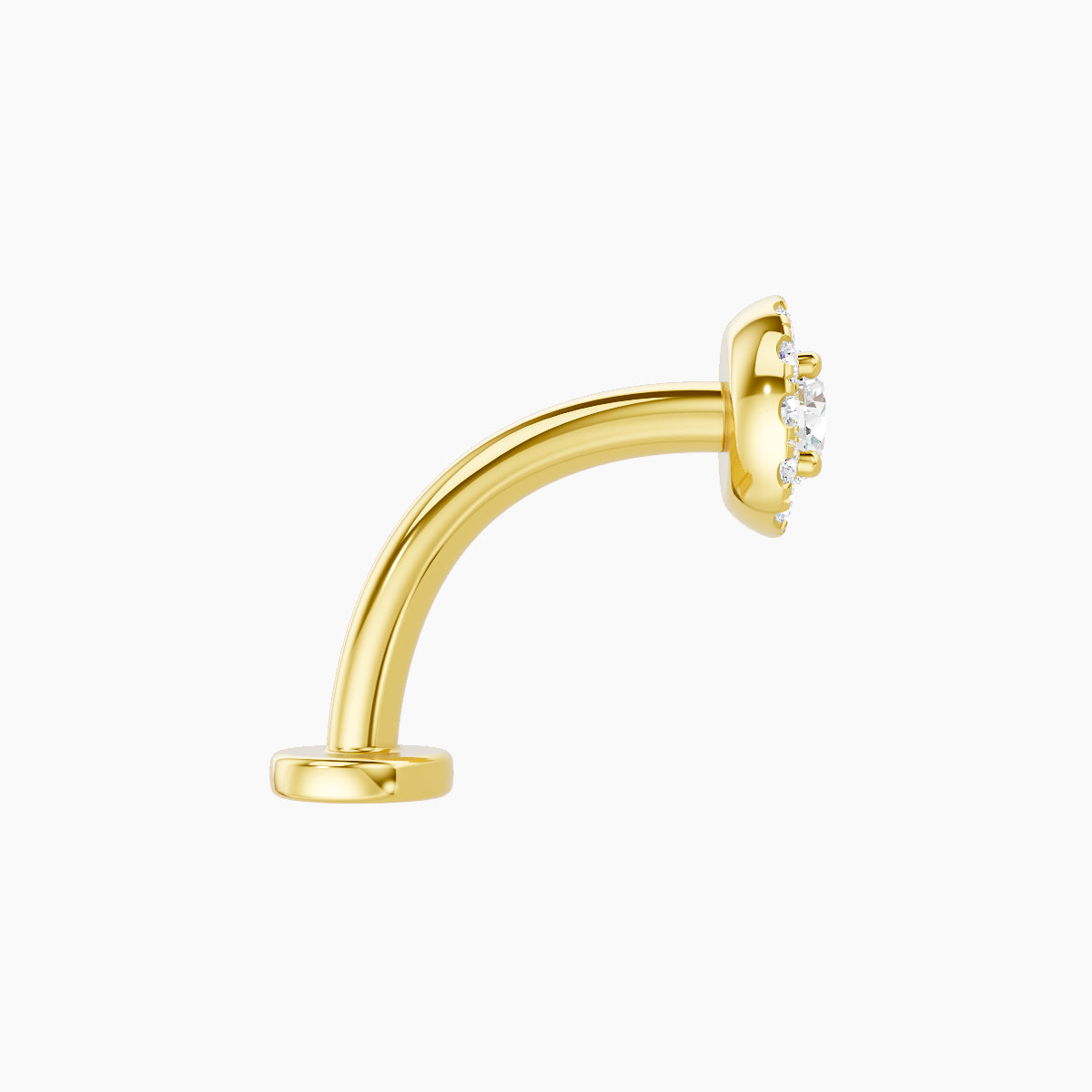 Eirene | 18k Yellow Gold 5.5 mm 10 mm Halo Round Diamond Floating Navel Piercing