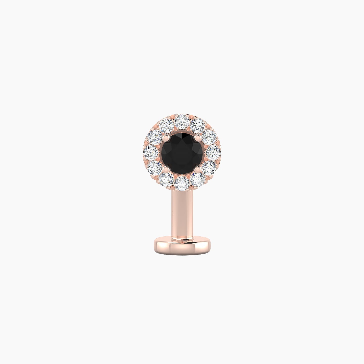 Eirene | 18k Rose Gold 10 mm 5.5 mm Halo Round Black Diamond & Diamond Floating Navel Piercing