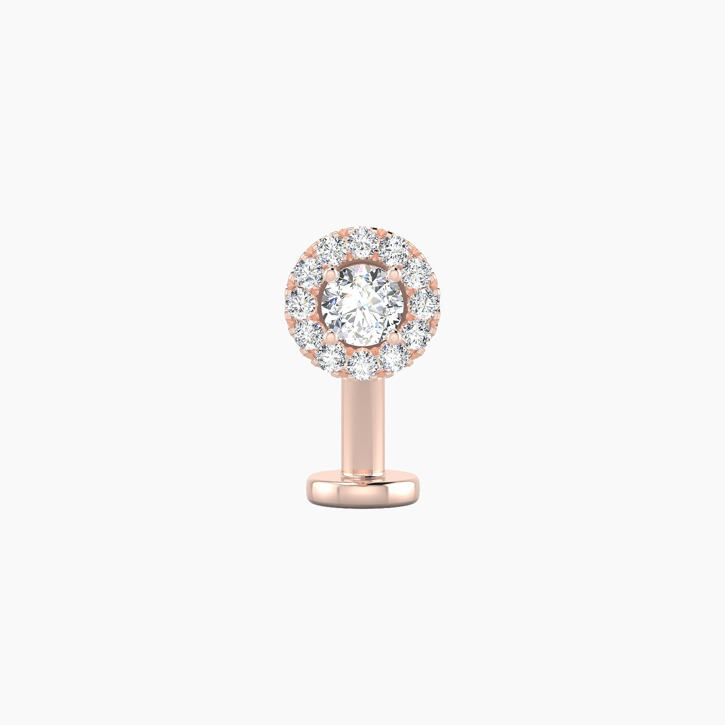 Eirene | 18k Rose Gold 5.5 mm 10 mm Halo Round Diamond Floating Navel Piercing
