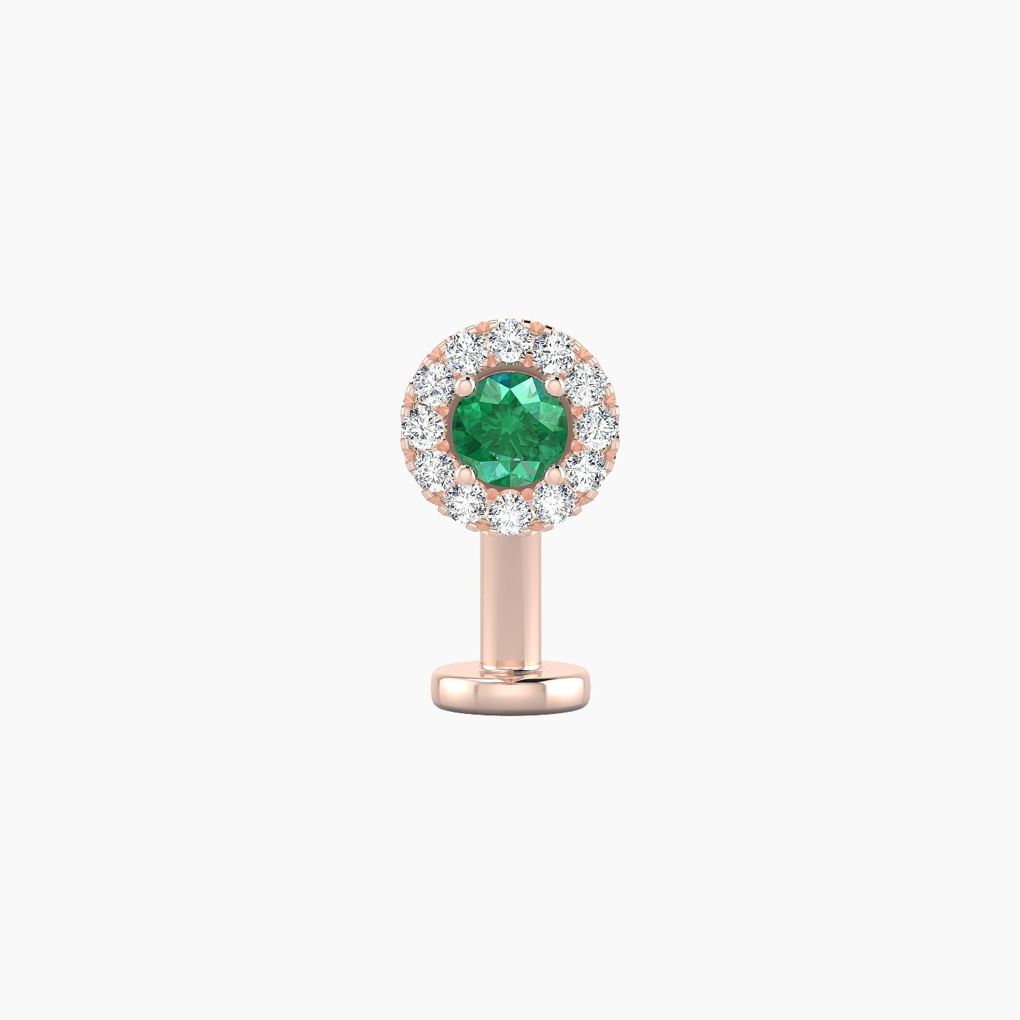Eirene | 18k Rose Gold 10 mm 5.5 mm Halo Round Emerald & Diamond Floating Navel Piercing