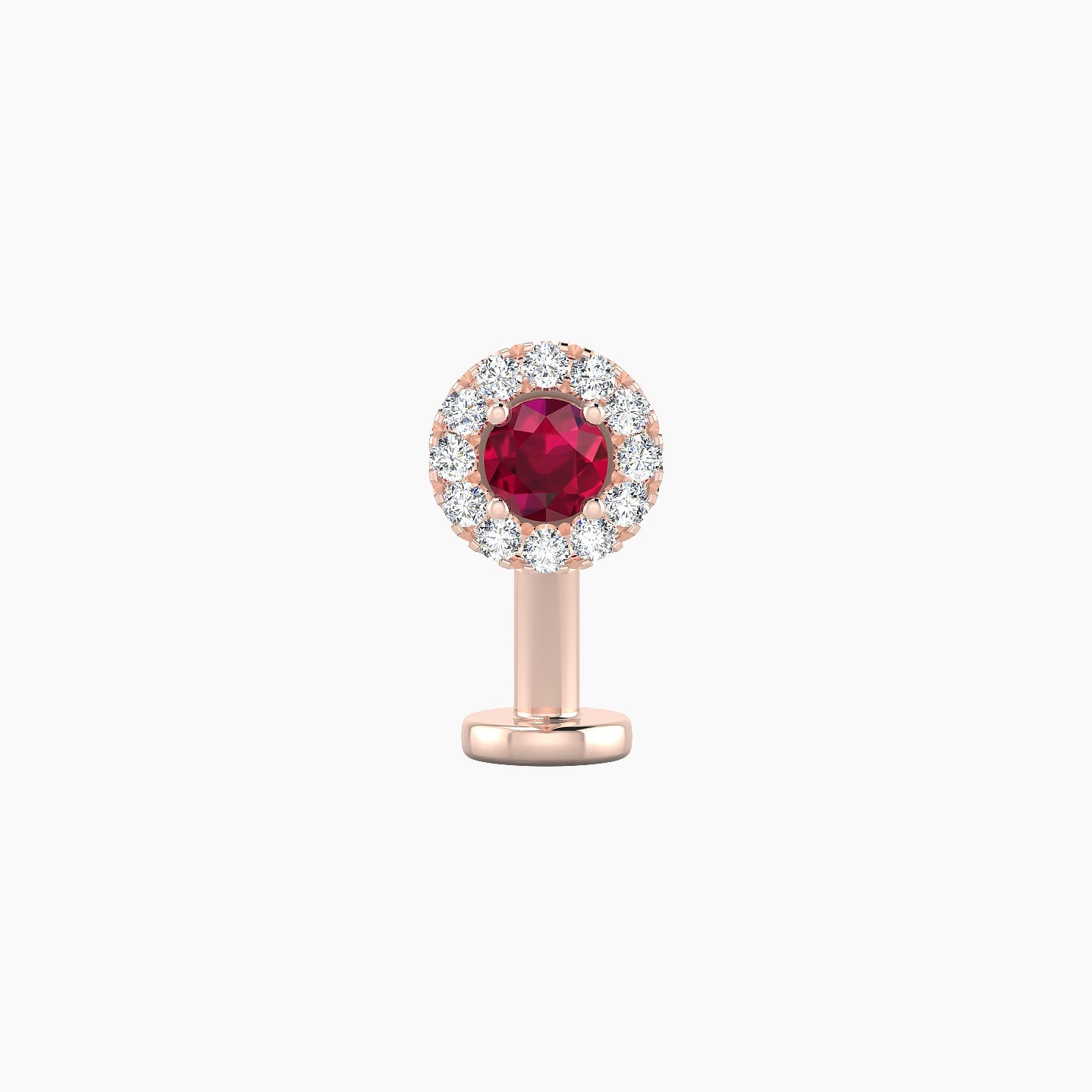 Eirene | 18k Rose Gold 10 mm 5.5 mm Halo Round Ruby & Diamond Floating Navel Piercing