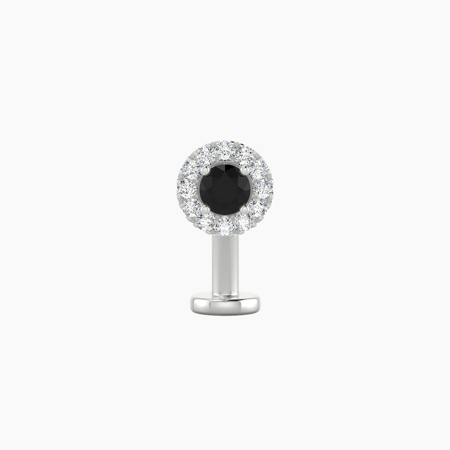 Eirene | 18k White Gold 10 mm 5.5 mm Halo Round Black Diamond & Diamond Floating Navel Piercing