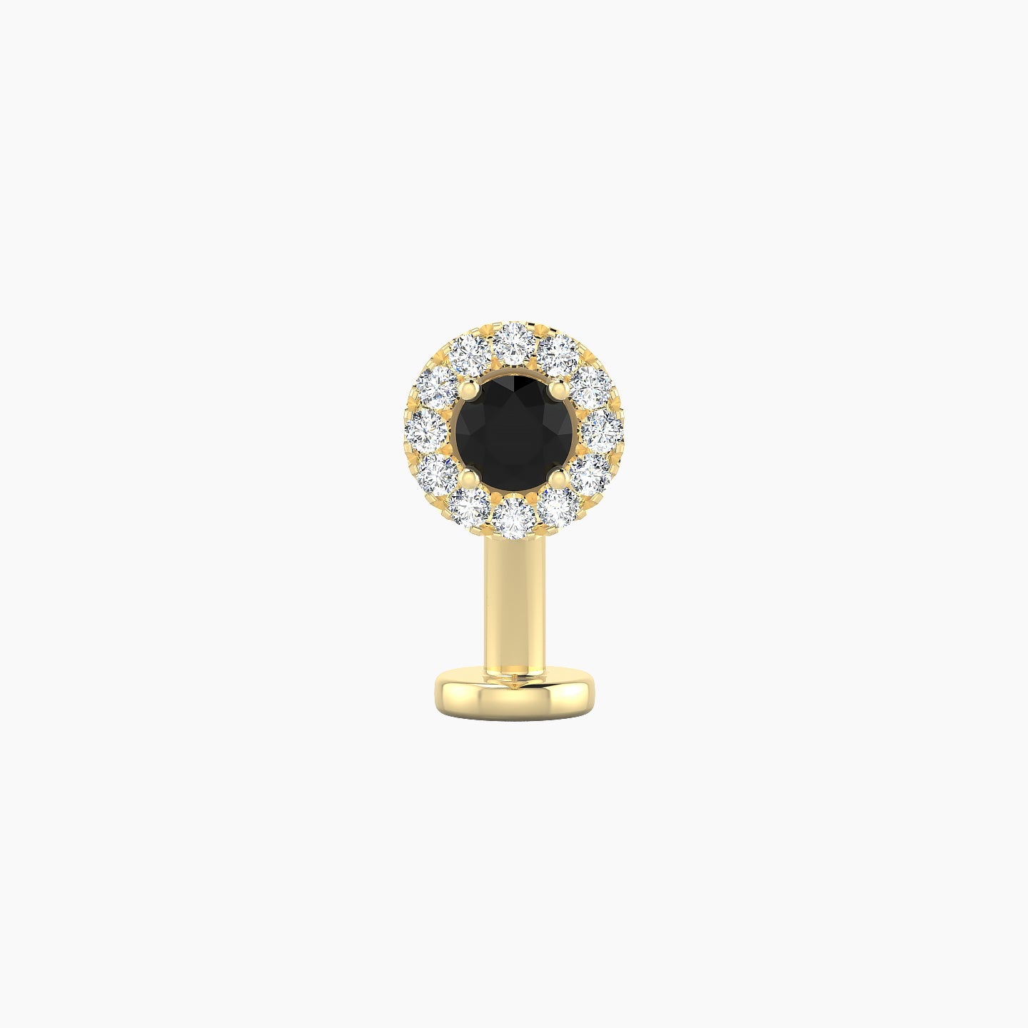 Eirene | 18k Yellow Gold 10 mm 5.5 mm Halo Round Black Diamond & Diamond Floating Navel Piercing