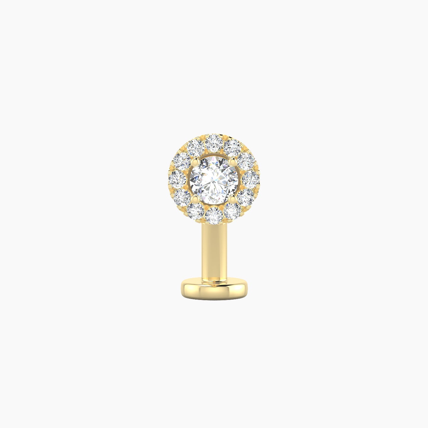 Eirene | 18k Yellow Gold 5.5 mm 10 mm Halo Round Diamond Floating Navel Piercing