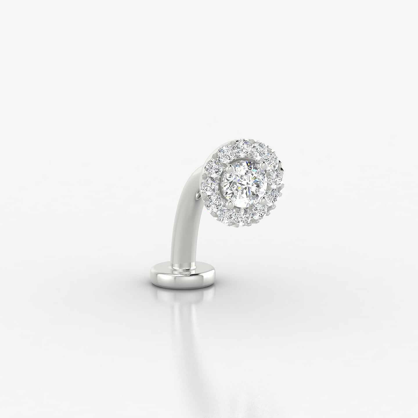 Eirene | 18k White Gold 5.5 mm 10 mm Halo Round Diamond Floating Navel Piercing