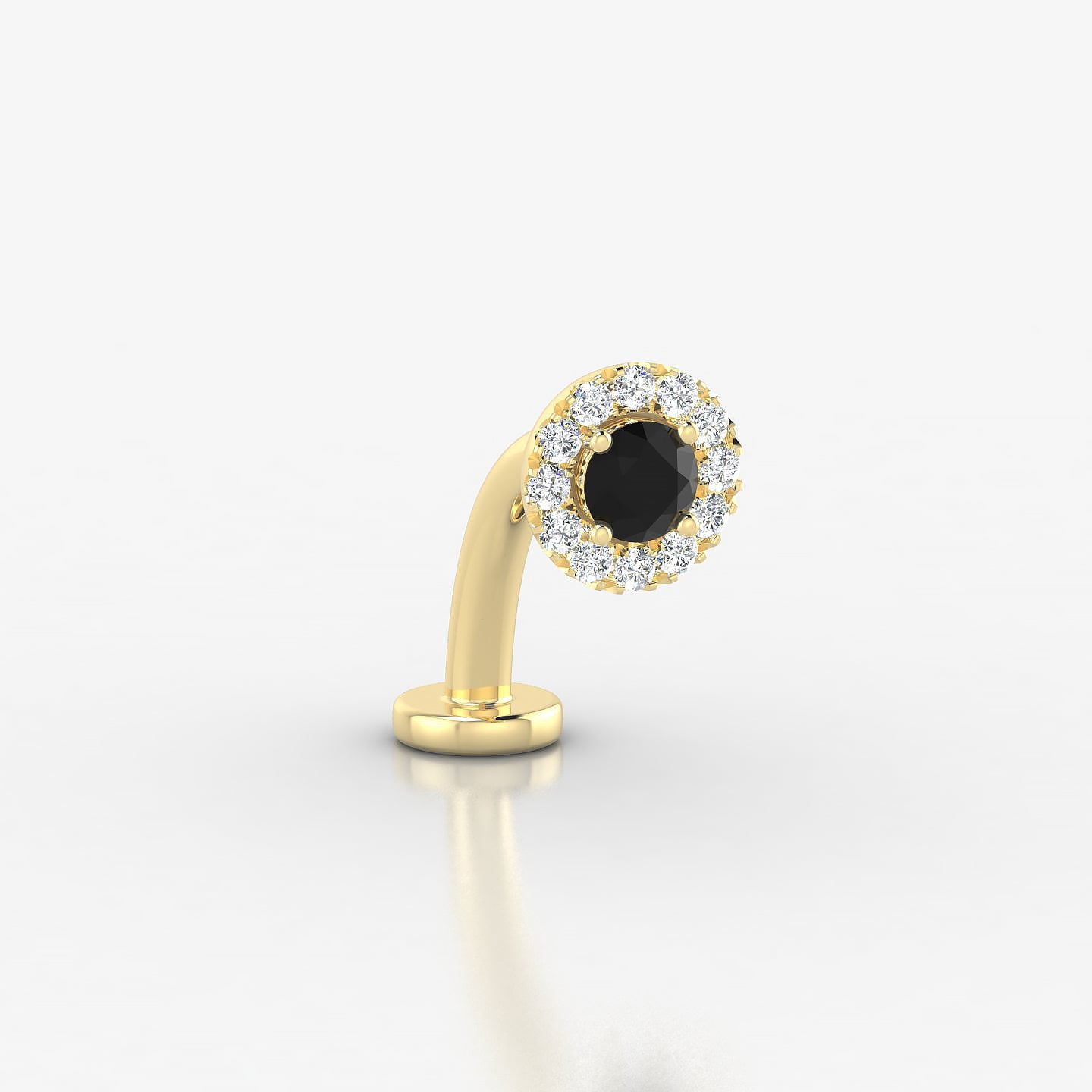 Eirene | 18k Yellow Gold 10 mm 5.5 mm Halo Round Black Diamond & Diamond Floating Navel Piercing