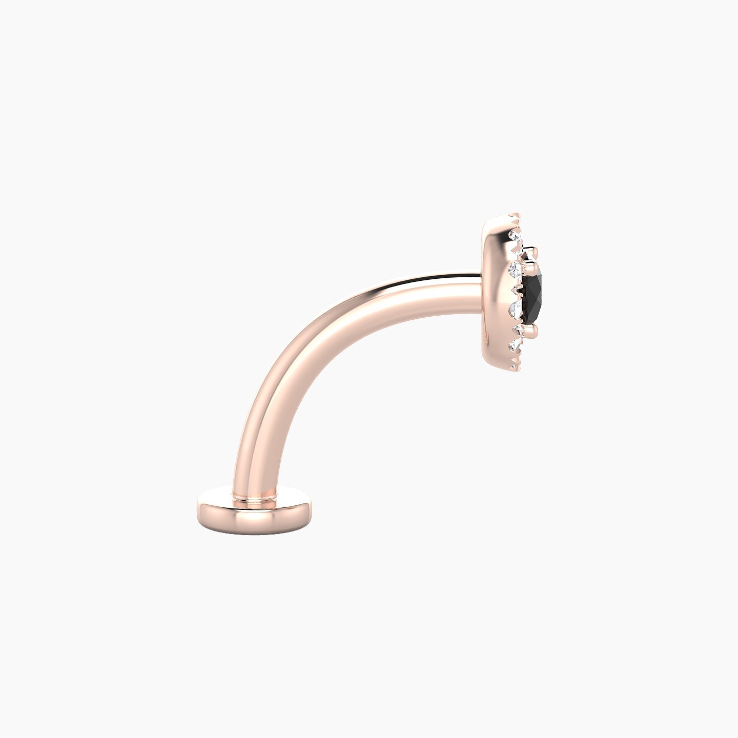 Eirene | 18k Rose Gold 10 mm 5.5 mm Halo Round Black Diamond & Diamond Floating Navel Piercing