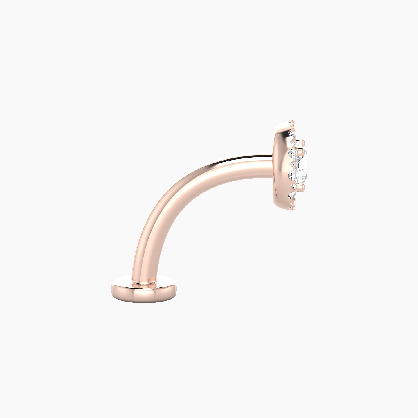 Eirene | 18k Rose Gold 5.5 mm 10 mm Halo Round Diamond Floating Navel Piercing