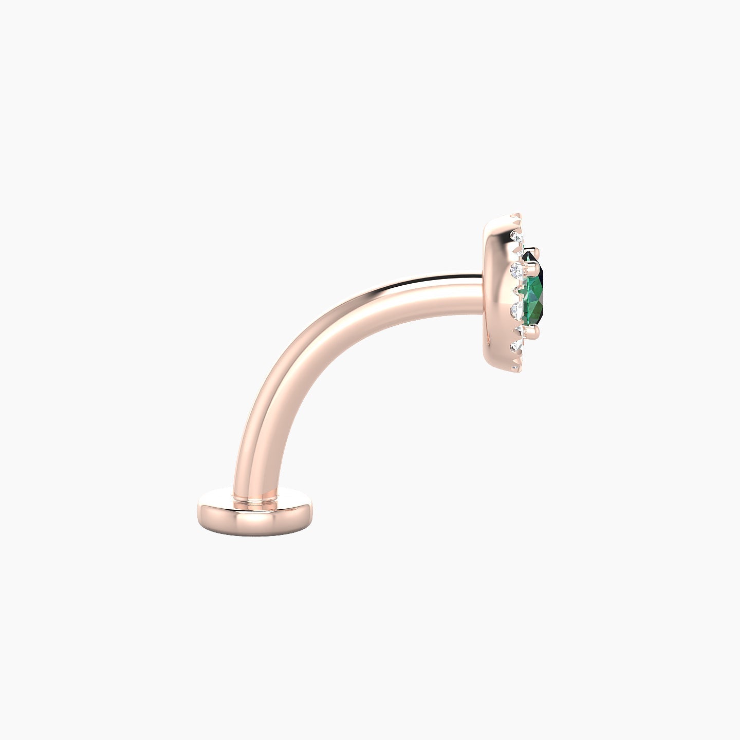Eirene | 18k Rose Gold 10 mm 5.5 mm Halo Round Emerald & Diamond Floating Navel Piercing