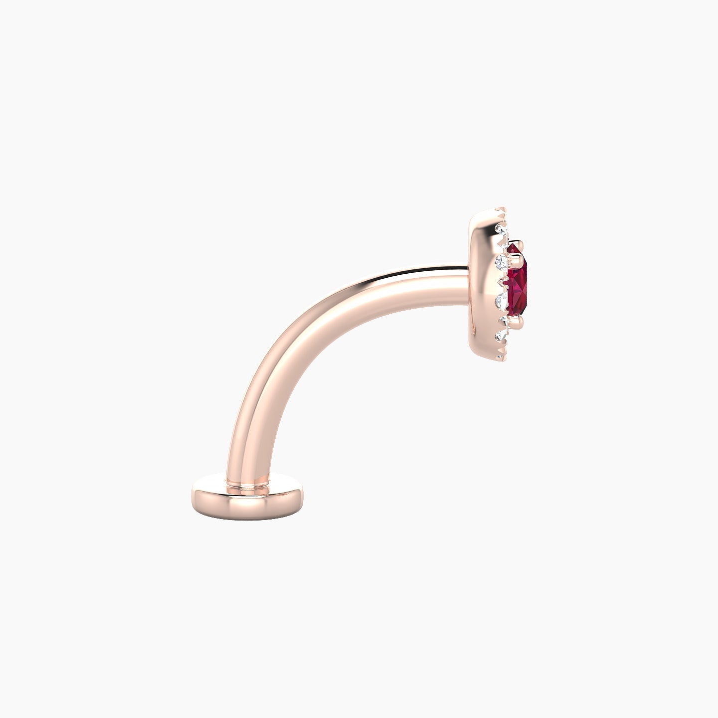 Eirene | 18k Rose Gold 10 mm 5.5 mm Halo Round Ruby & Diamond Floating Navel Piercing