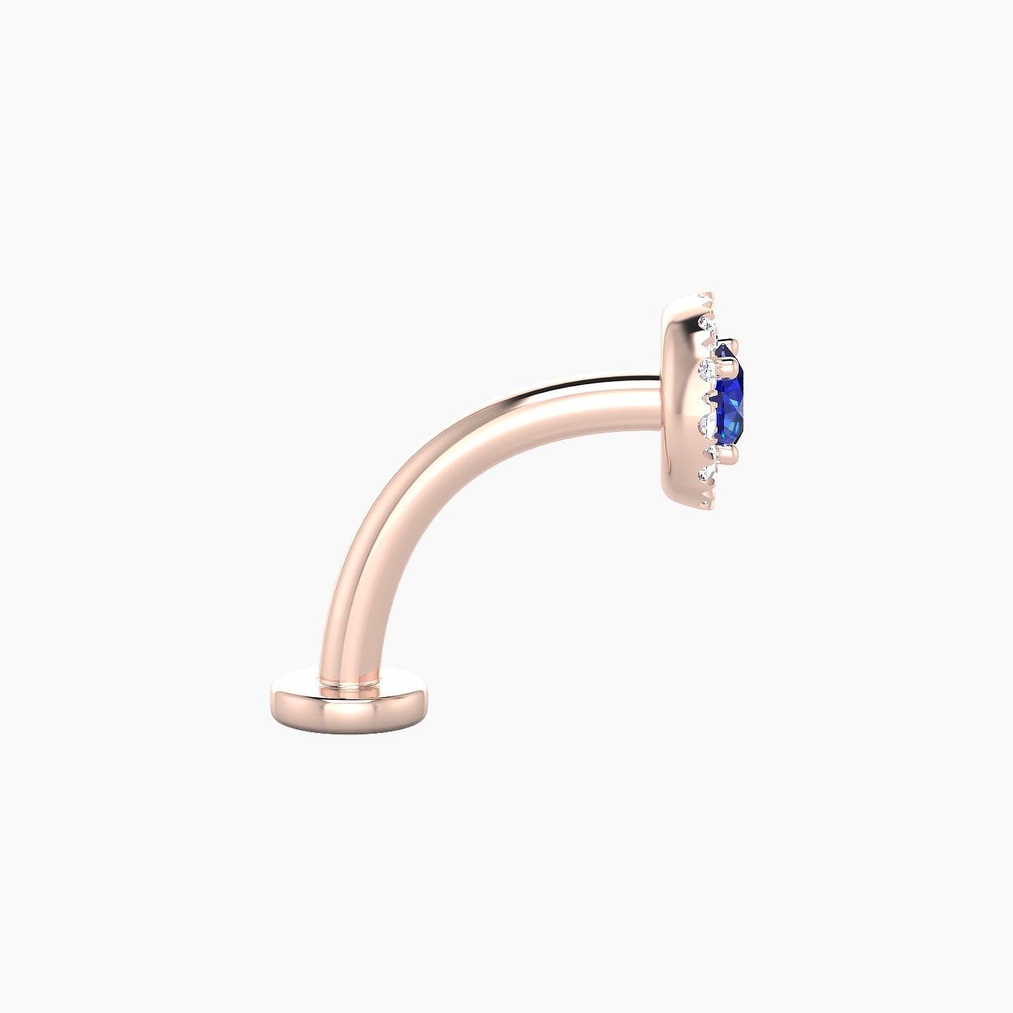 Eirene | 18k Rose Gold 10 mm 5.5 mm Halo Round Sapphire & Diamond Floating Navel Piercing
