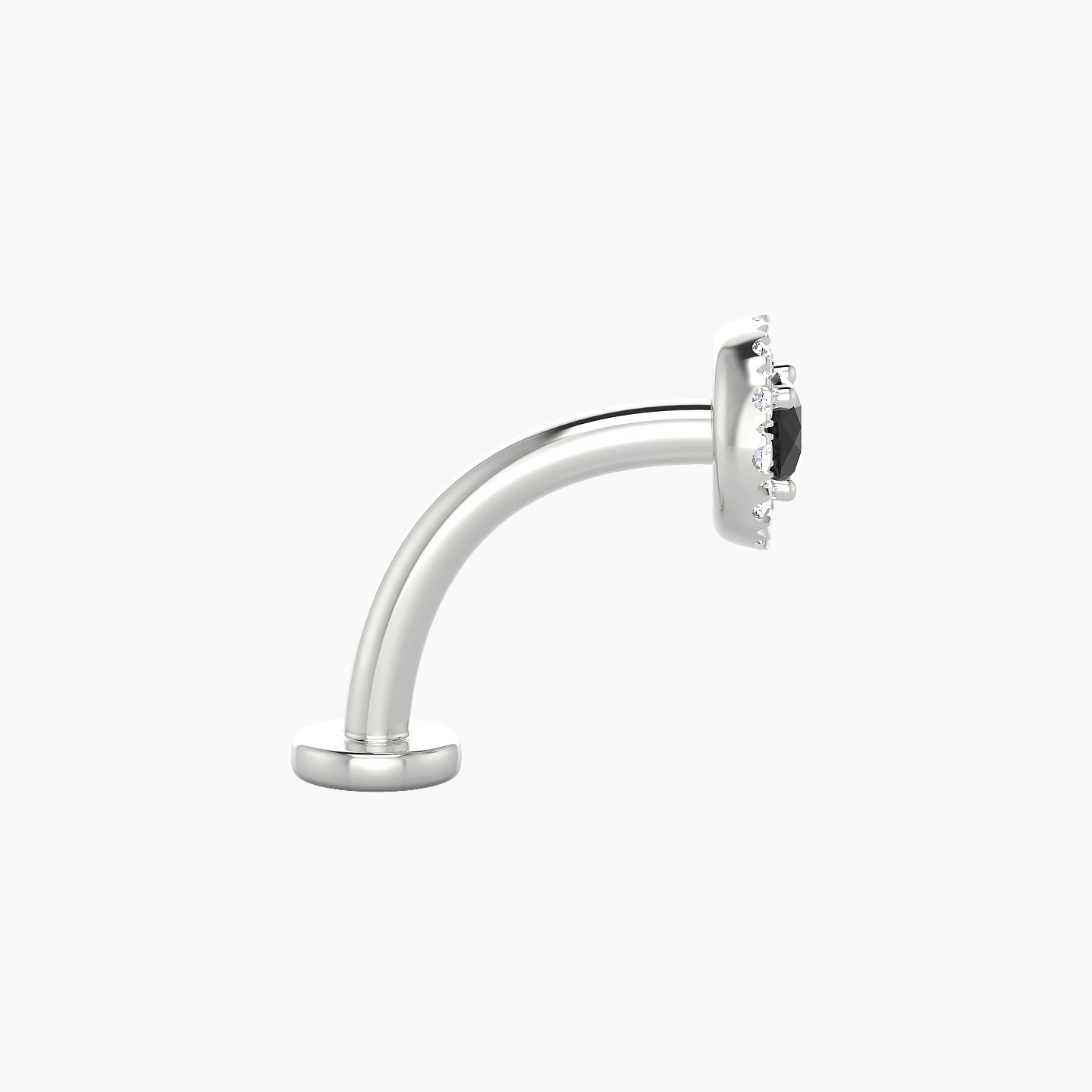 Eirene | 18k White Gold 10 mm 5.5 mm Halo Round Black Diamond & Diamond Floating Navel Piercing