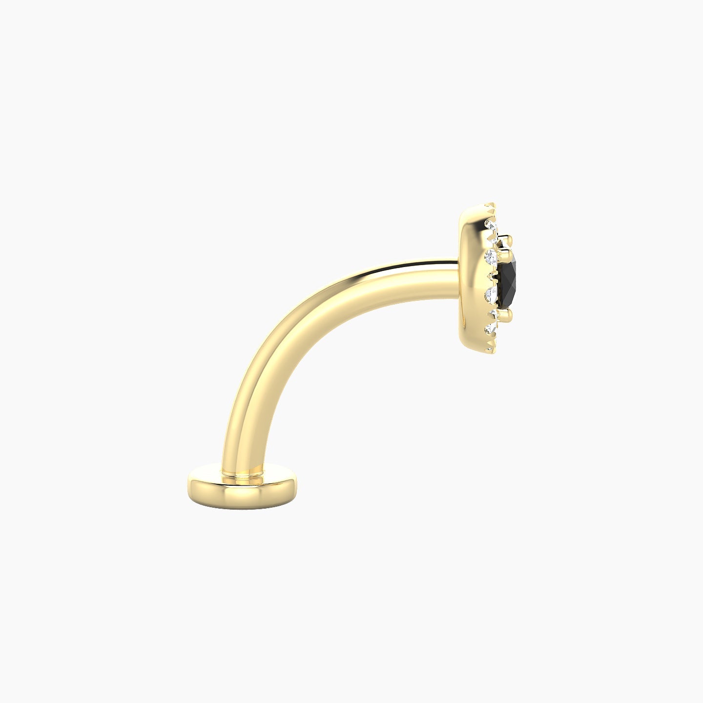 Eirene | 18k Yellow Gold 10 mm 5.5 mm Halo Round Black Diamond & Diamond Floating Navel Piercing