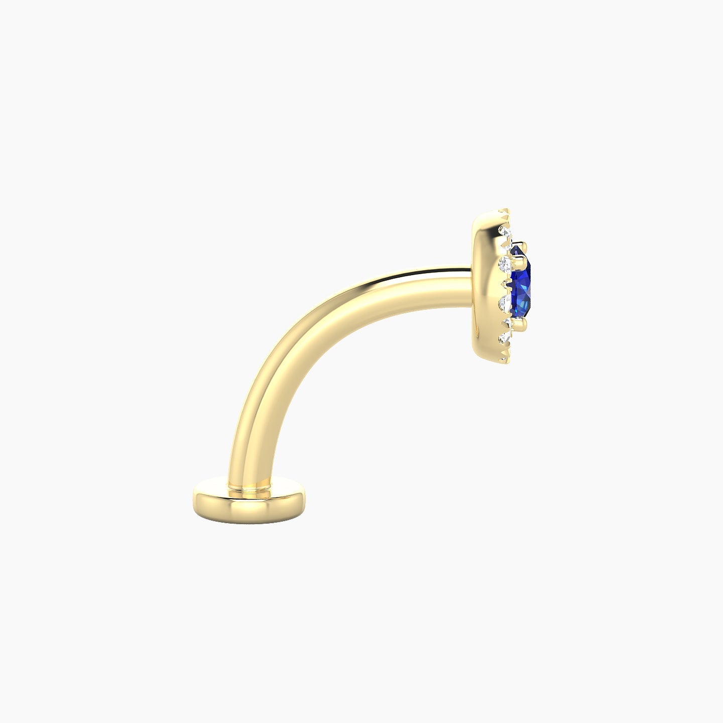 Eirene | 18k Yellow Gold 10 mm 5.5 mm Halo Round Sapphire & Diamond Floating Navel Piercing
