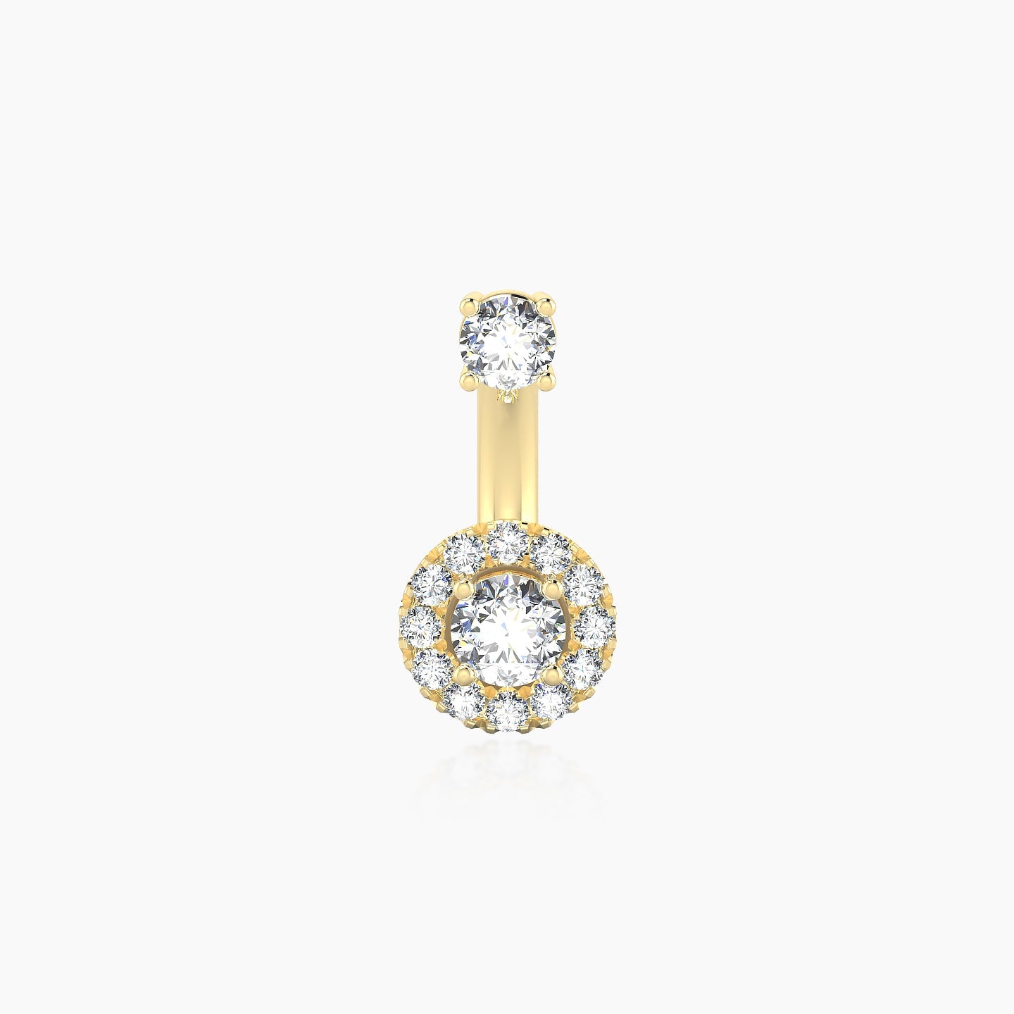 Eirene | 18k Yellow Gold 10 mm 6 mm Halo Round Diamond Navel Piercing