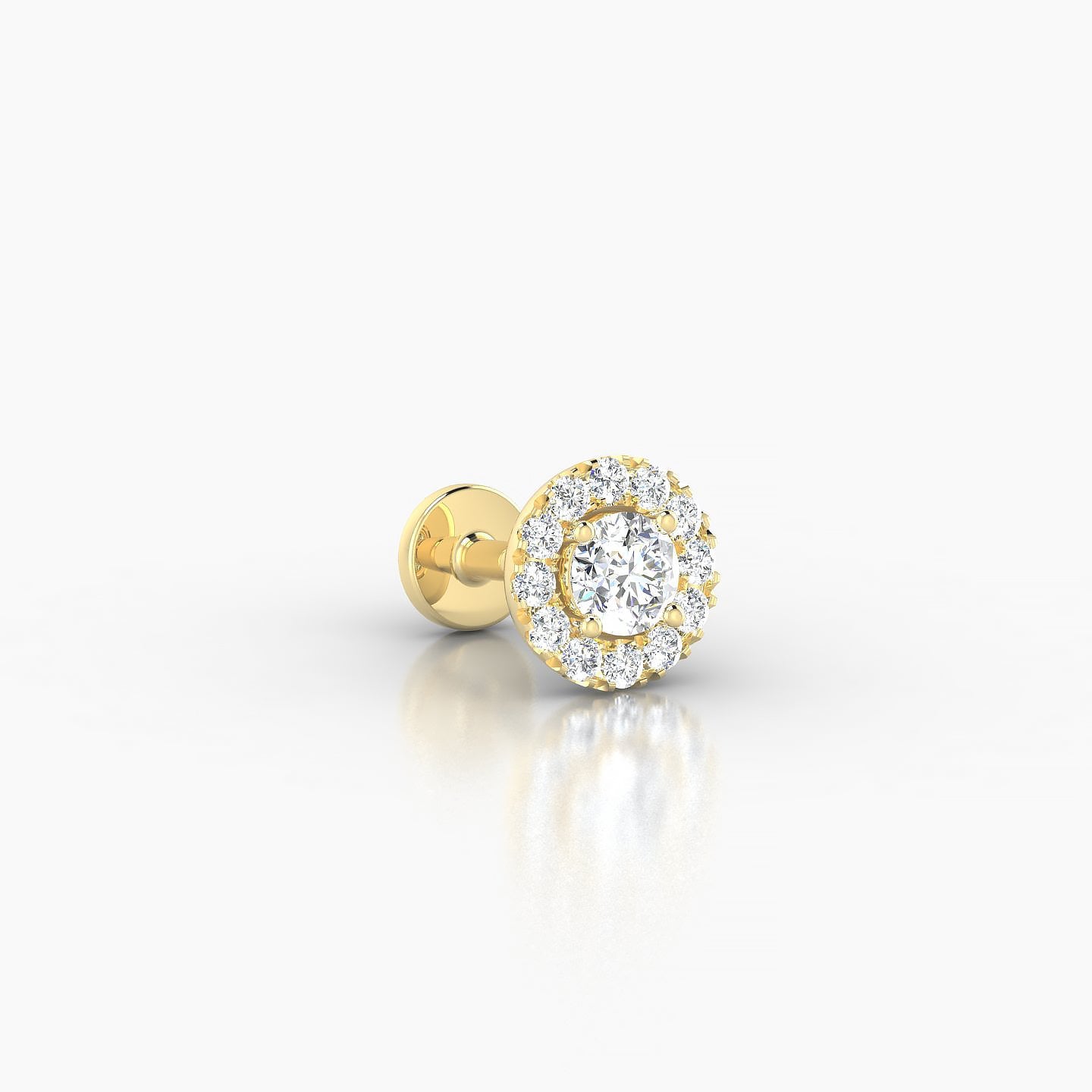 Eirene | 18k Yellow Gold 5.5 mm 5 mm Halo Round Diamond Piercing