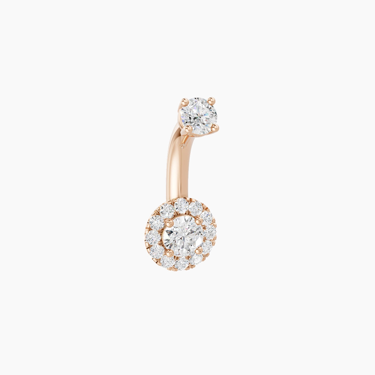 Eirene | 18k Rose Gold 5.5 mm 6 mm Halo Round Diamond Belly Piercing