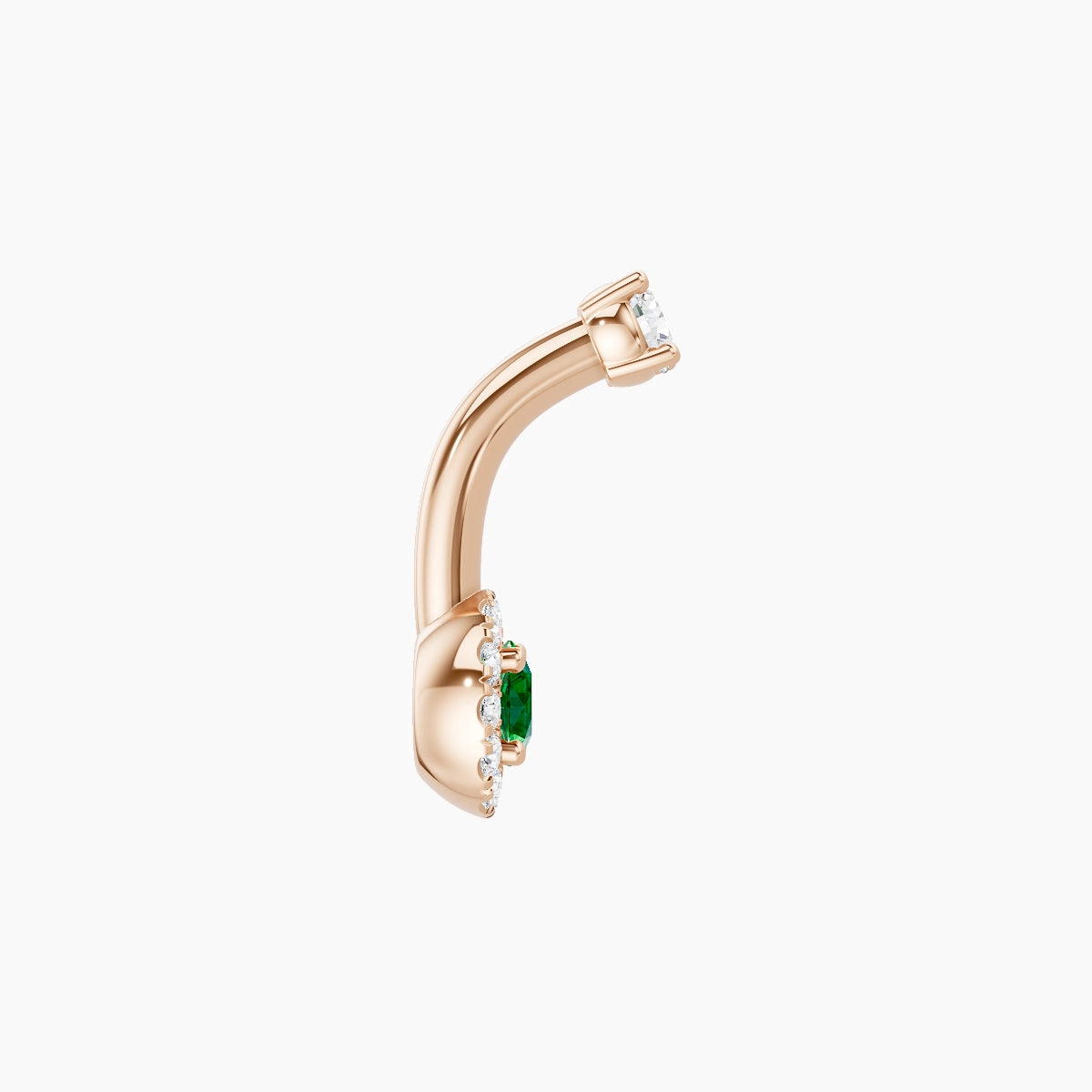 Eirene | 18k Rose Gold 5.5 mm 6 mm Halo Round Emerald & Diamond Belly Piercing