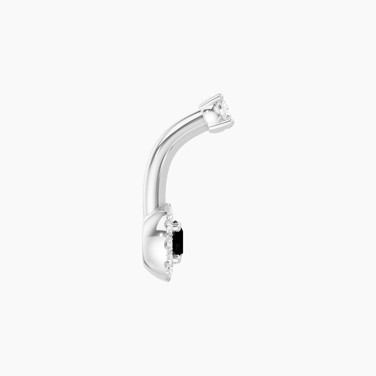 Eirene | 18k White Gold 5.5 mm 6 mm Halo Round Black Diamond & Diamond Belly Piercing