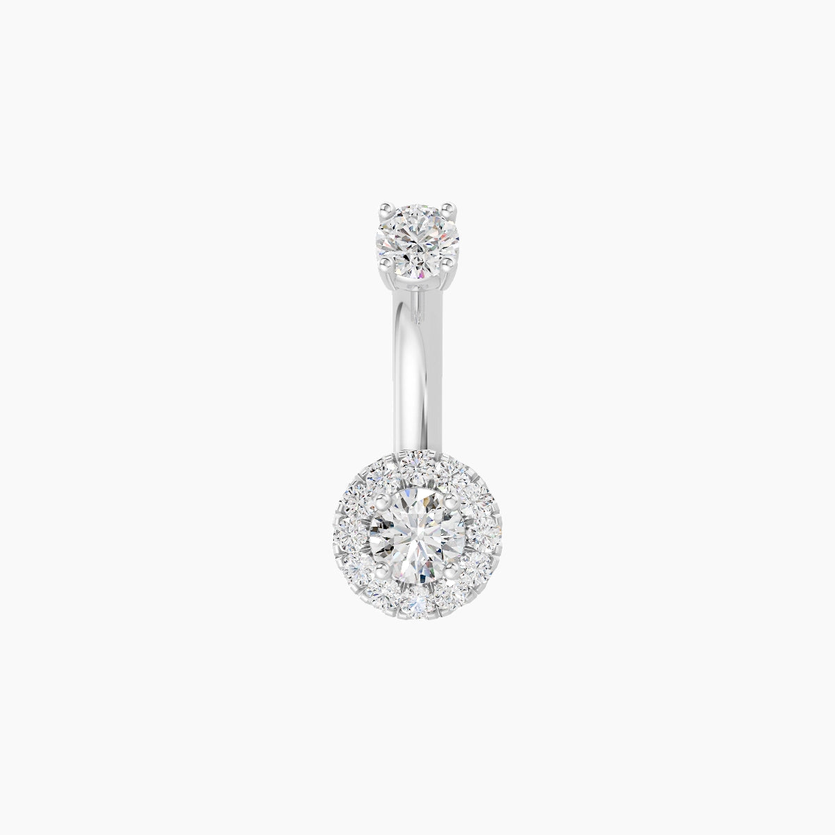 Eirene | 18k White Gold 5.5 mm 6 mm Halo Round Diamond Belly Piercing
