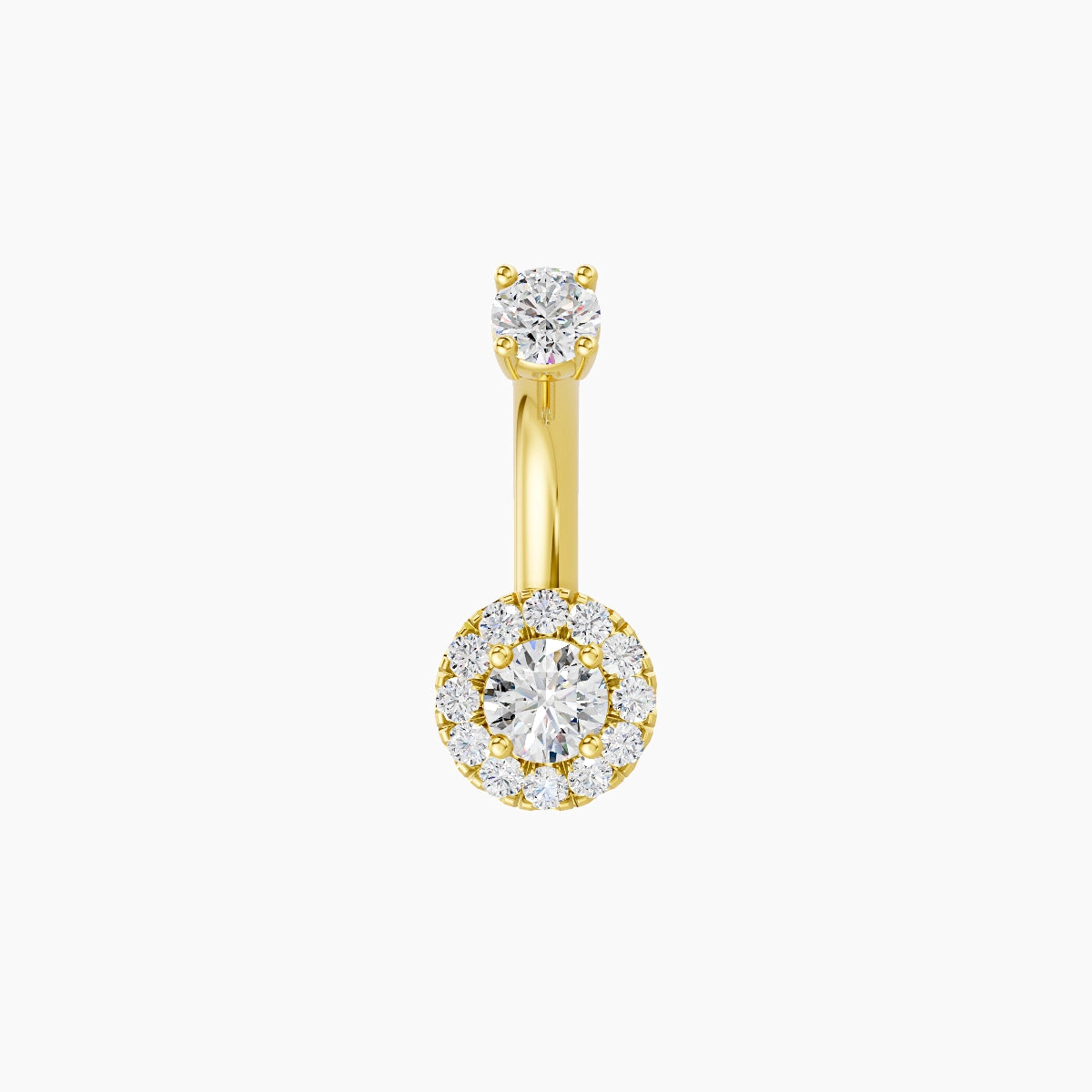 Eirene | 18k Yellow Gold 5.5 mm 6 mm Halo Round Diamond Belly Piercing