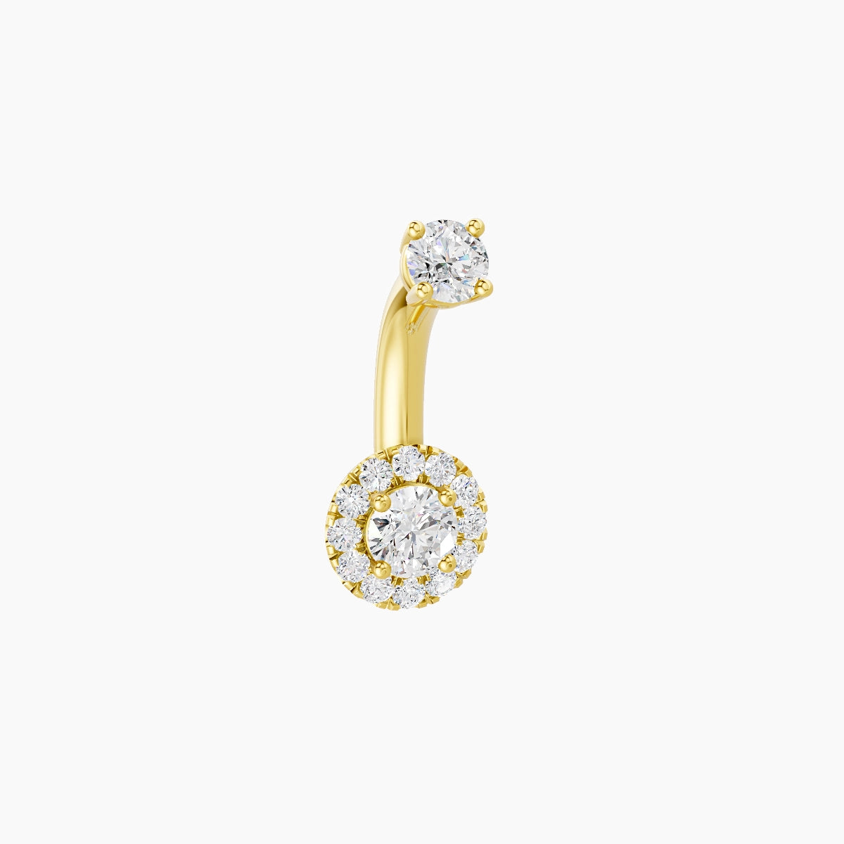 Eirene | 18k Yellow Gold 5.5 mm 6 mm Halo Round Diamond Belly Piercing
