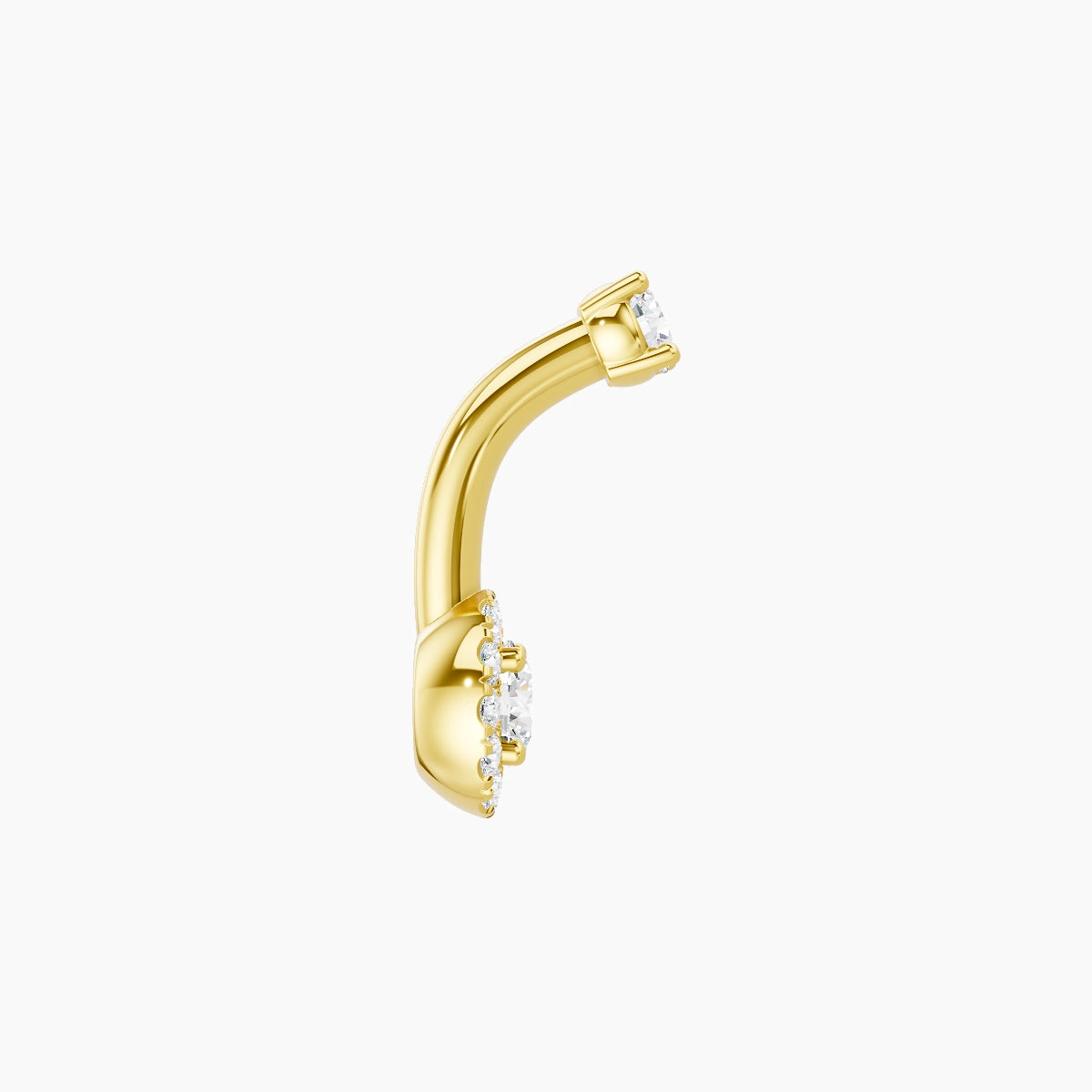 Eirene | 18k Yellow Gold 5.5 mm 6 mm Halo Round Diamond Belly Piercing