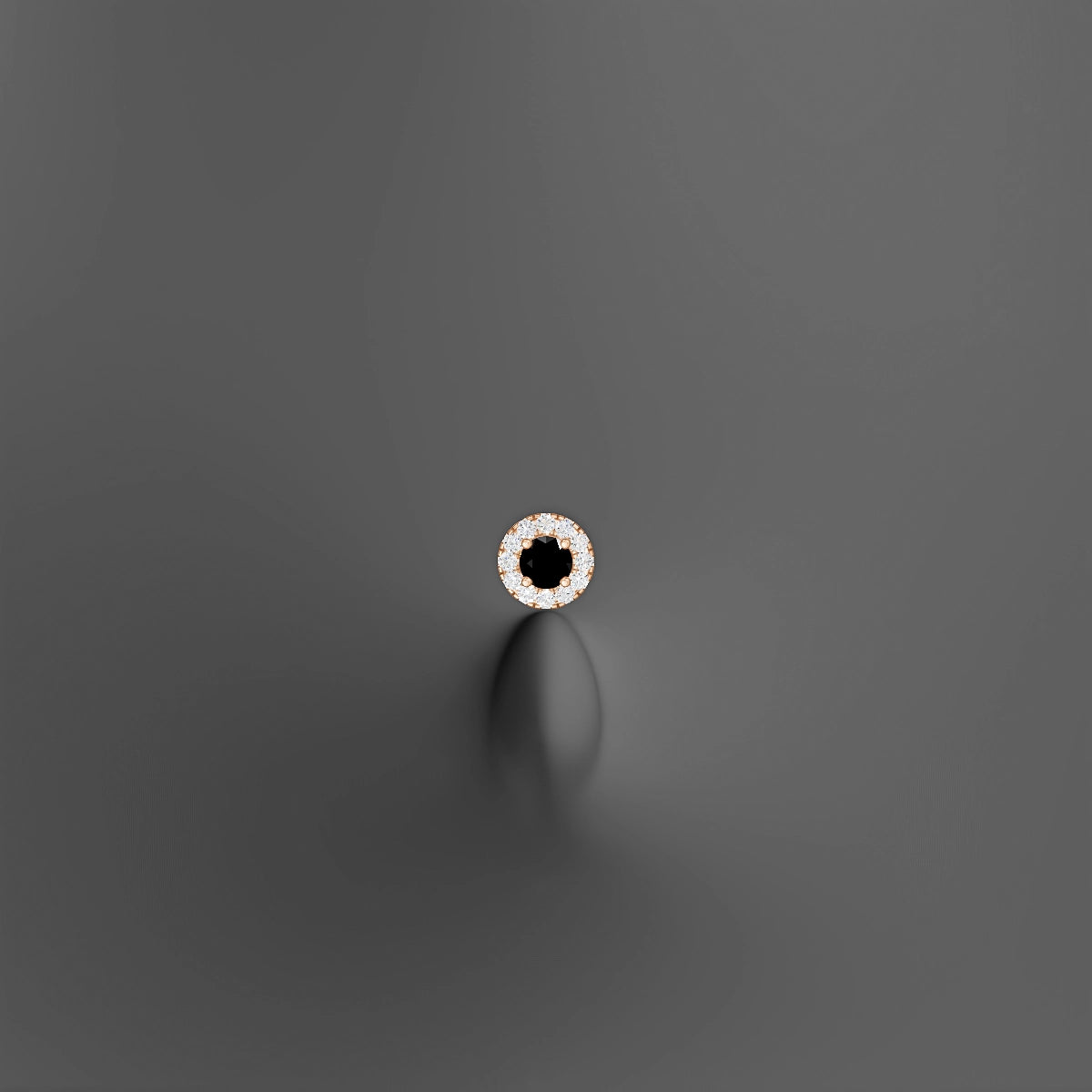 Eirene | 18k Rose Gold 6 mm 5.5 mm Halo Round Black Diamond & Diamond Floating Navel Piercing