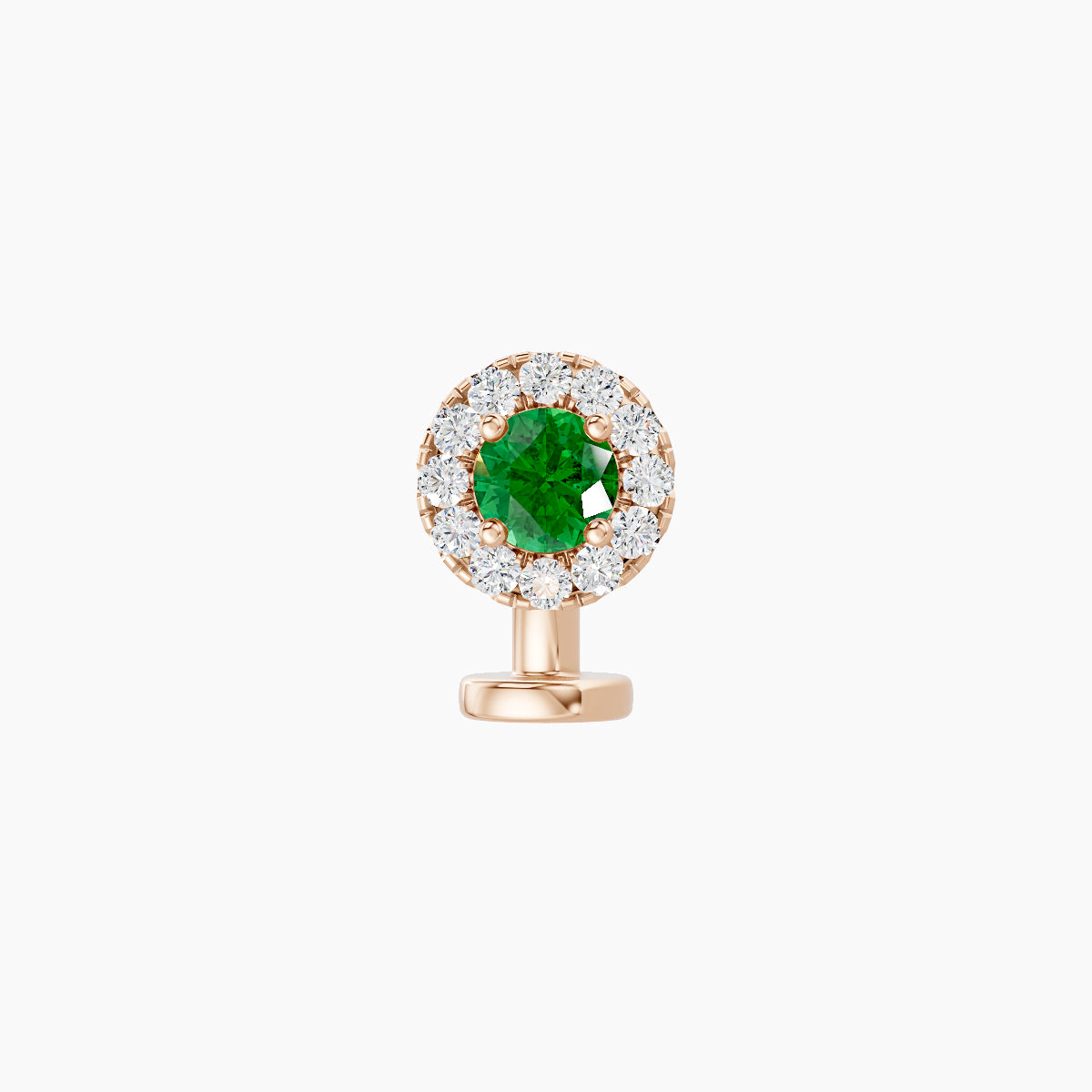 Eirene | 18k Rose Gold 6 mm 5.5 mm Halo Round Emerald & Diamond Floating Navel Piercing
