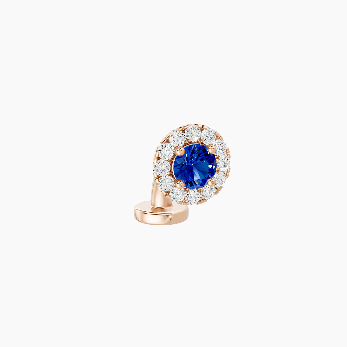 Eirene | 18k Rose Gold 6 mm 5.5 mm Halo Round Sapphire & Diamond Floating Navel Piercing