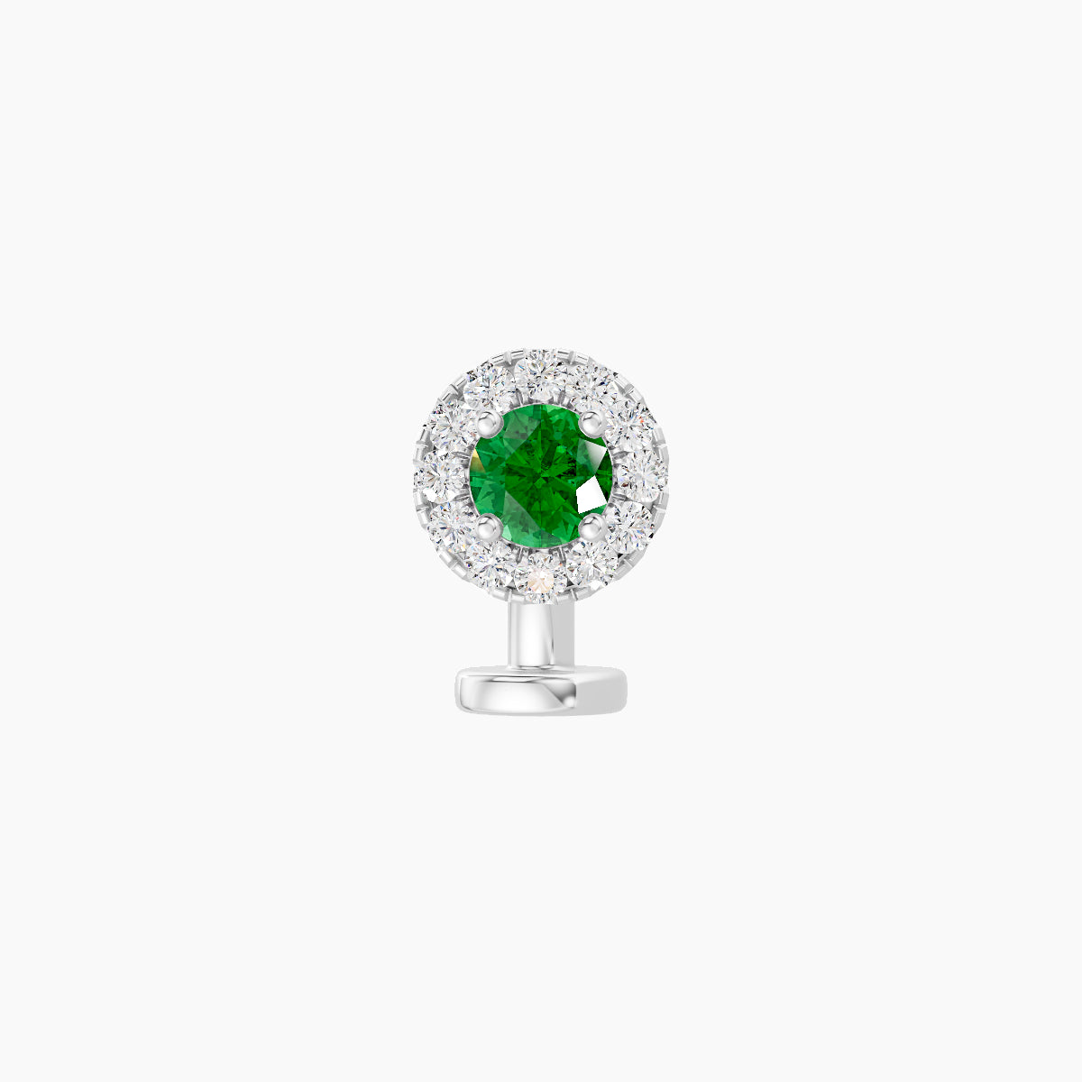 Eirene | 18k White Gold 6 mm 5.5 mm Halo Round Emerald & Diamond Floating Navel Piercing