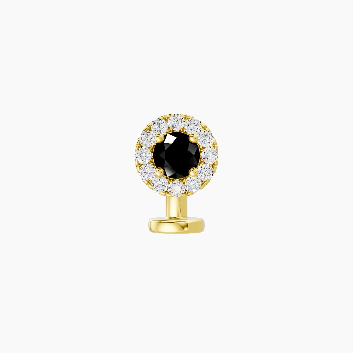Eirene | 18k Yellow Gold 6 mm 5.5 mm Halo Round Black Diamond & Diamond Floating Navel Piercing